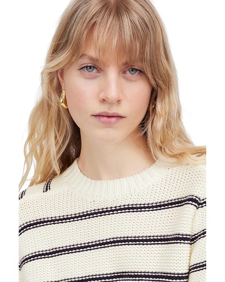 Stripe V-Neck Cozy Cotton Wedged Pullover Product Image