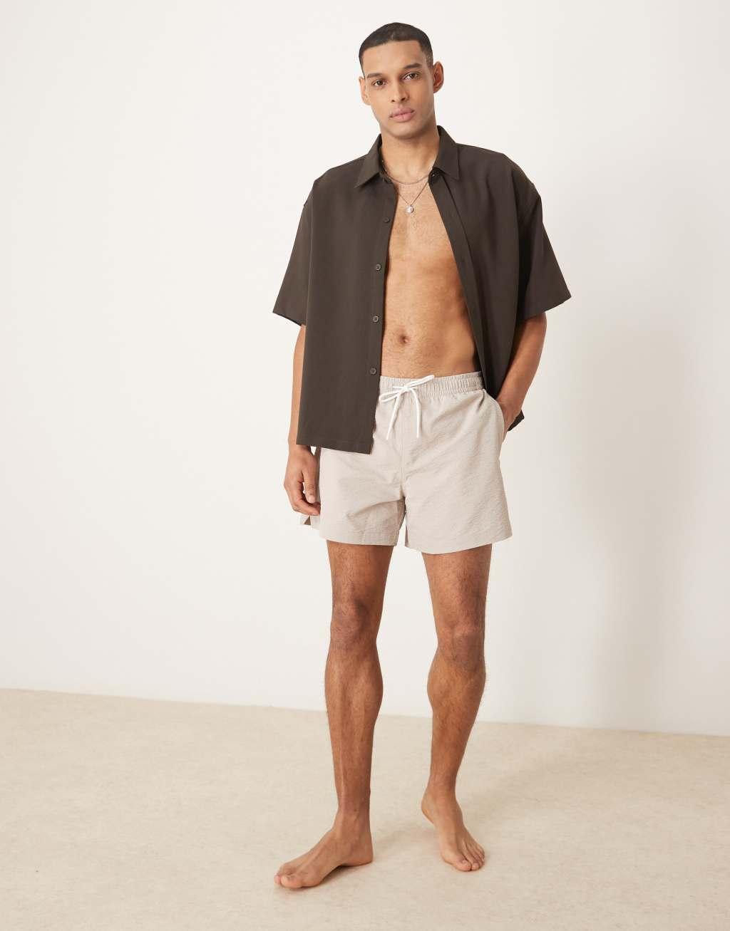 Abercrombie & Fitch stretch swim wear short in beach print Product Image
