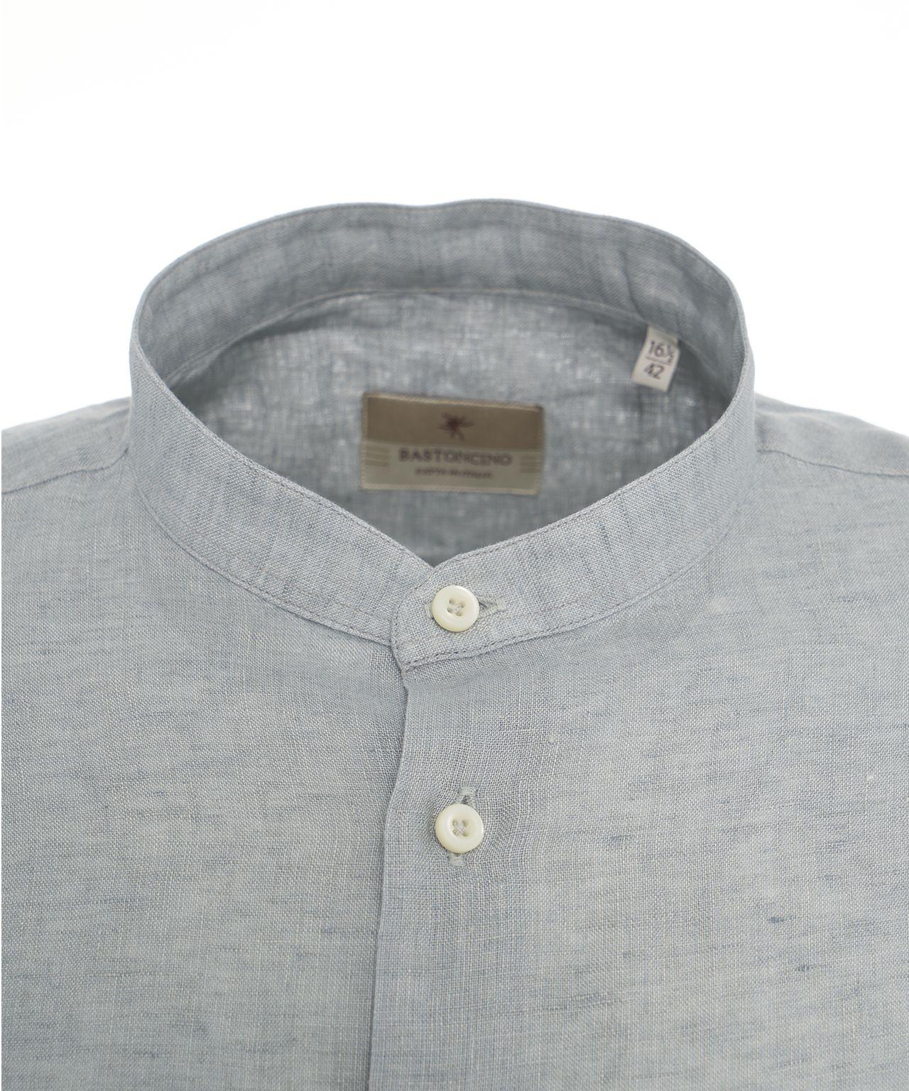 Linen shirt with mandarin collar Product Image
