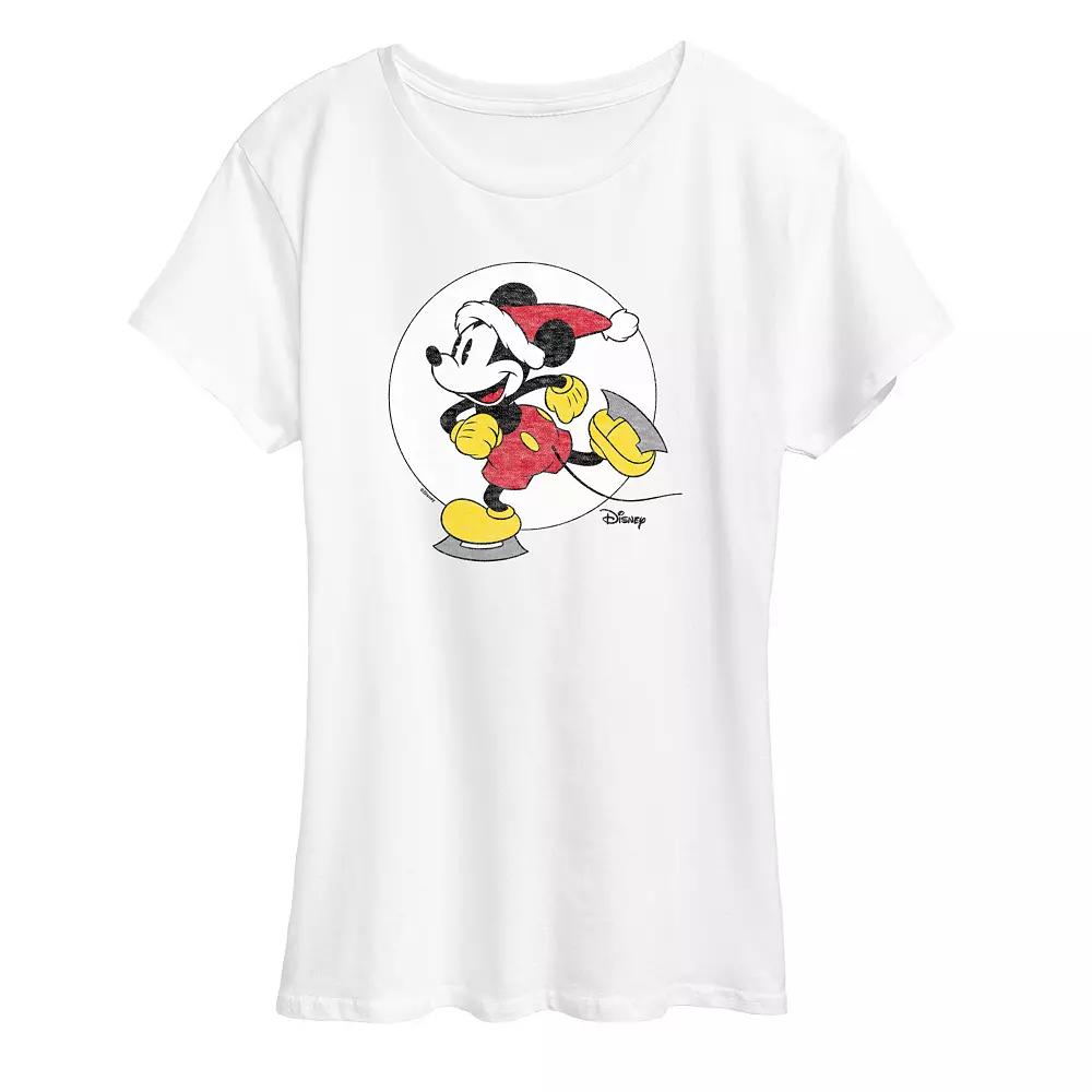 Disney's Mickey Mouse Women's Mickey On Ice Skates Graphic Tee, Girl's,  Product Image