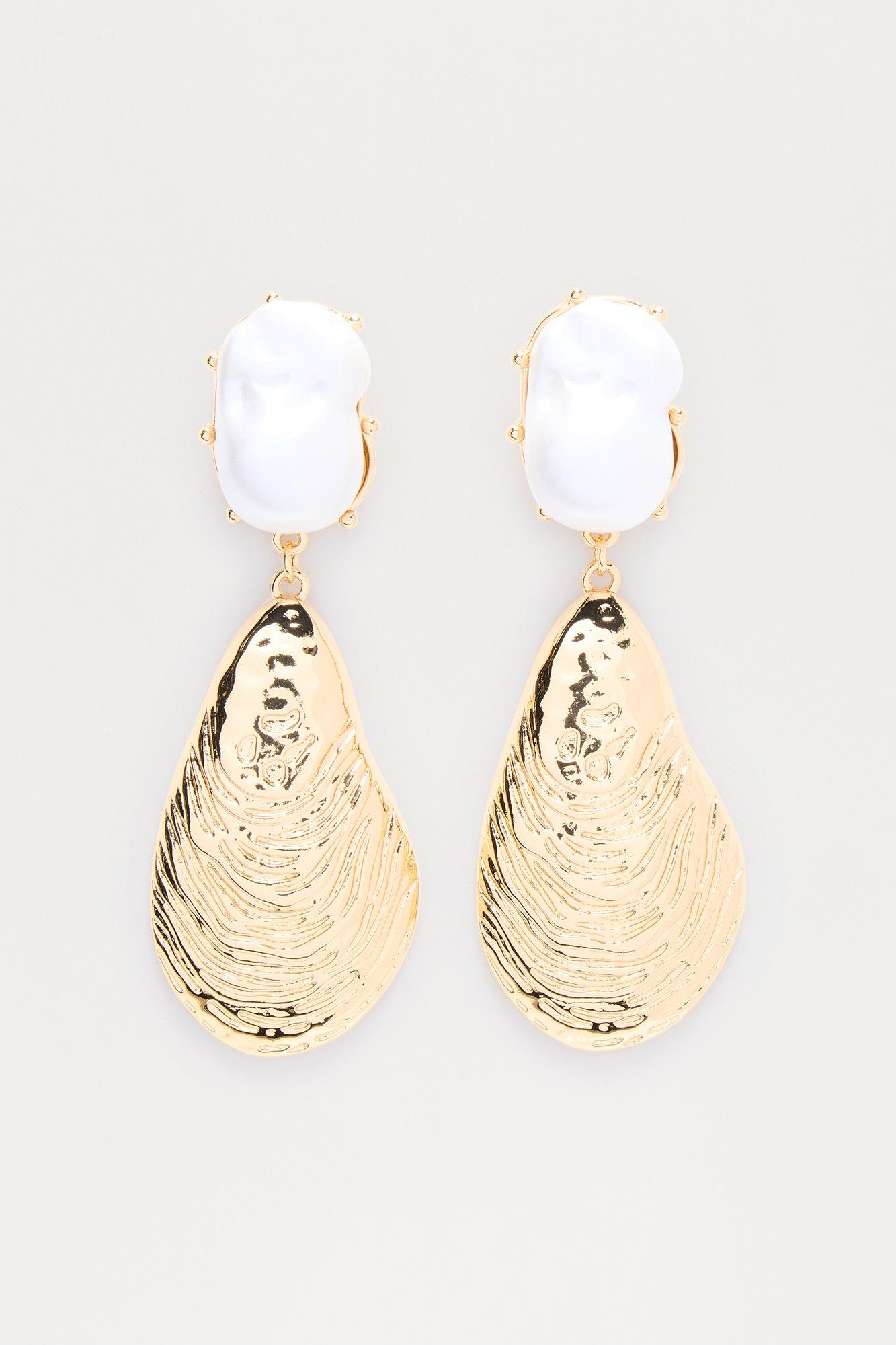Daria Seashell Drop Earrings - Gold Product Image