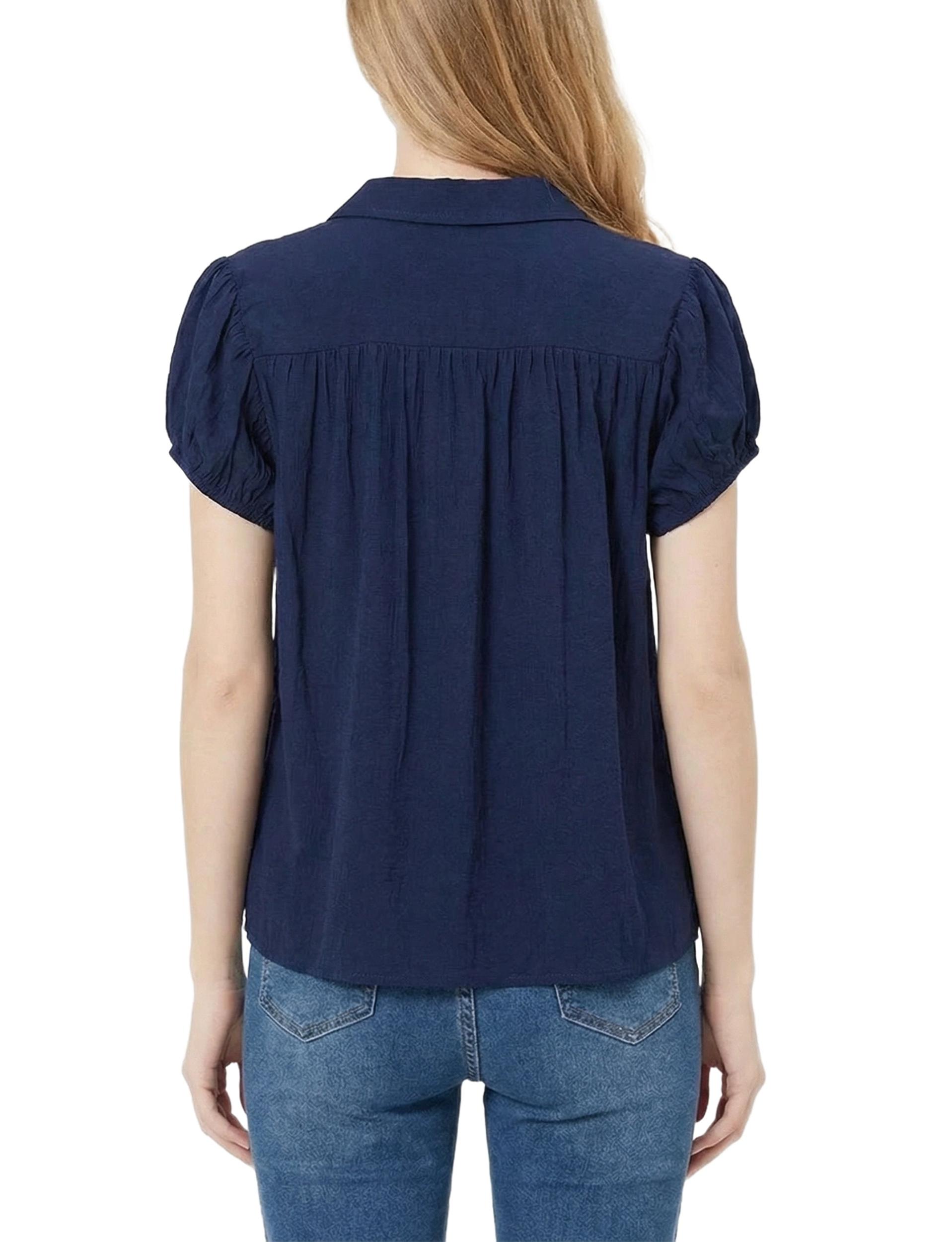 NY Collection Cap Slv Rouched Yoke Blouse Product Image