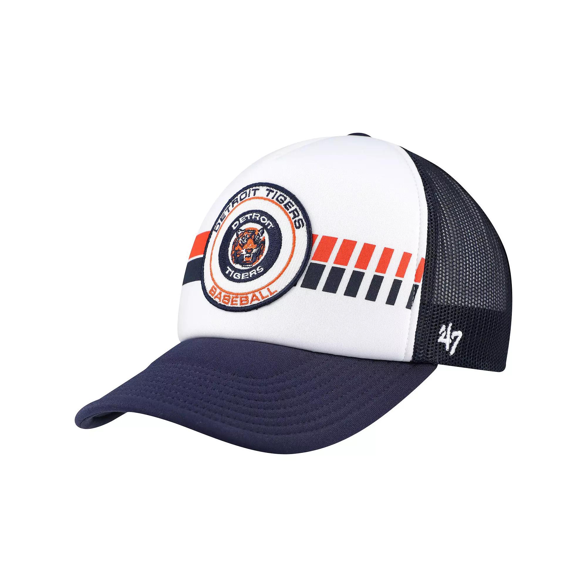 Men's '47 White/Navy Detroit Tigers Cooperstown Collection Wax Pack Express Trucker Adjustable Hat, Blue Product Image