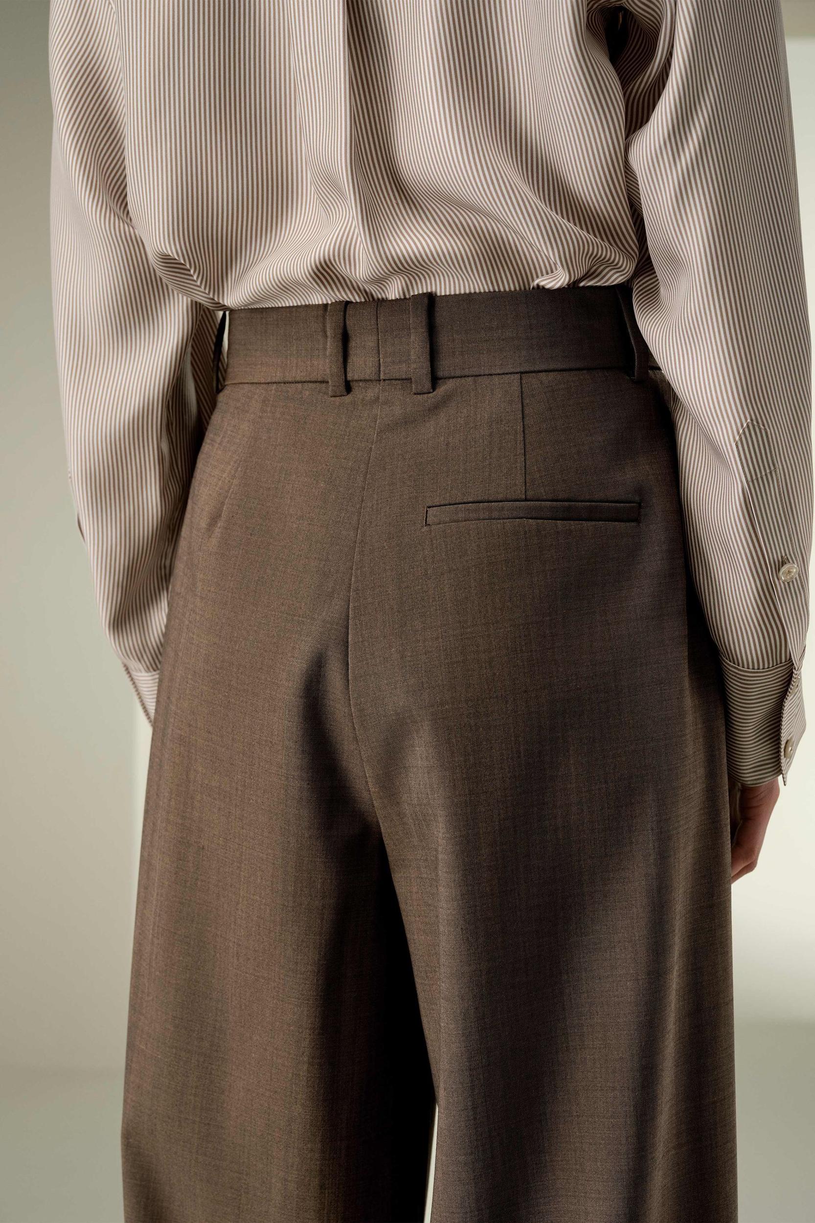 Front-Pleated Silk-Wool Blend Trousers Product Image