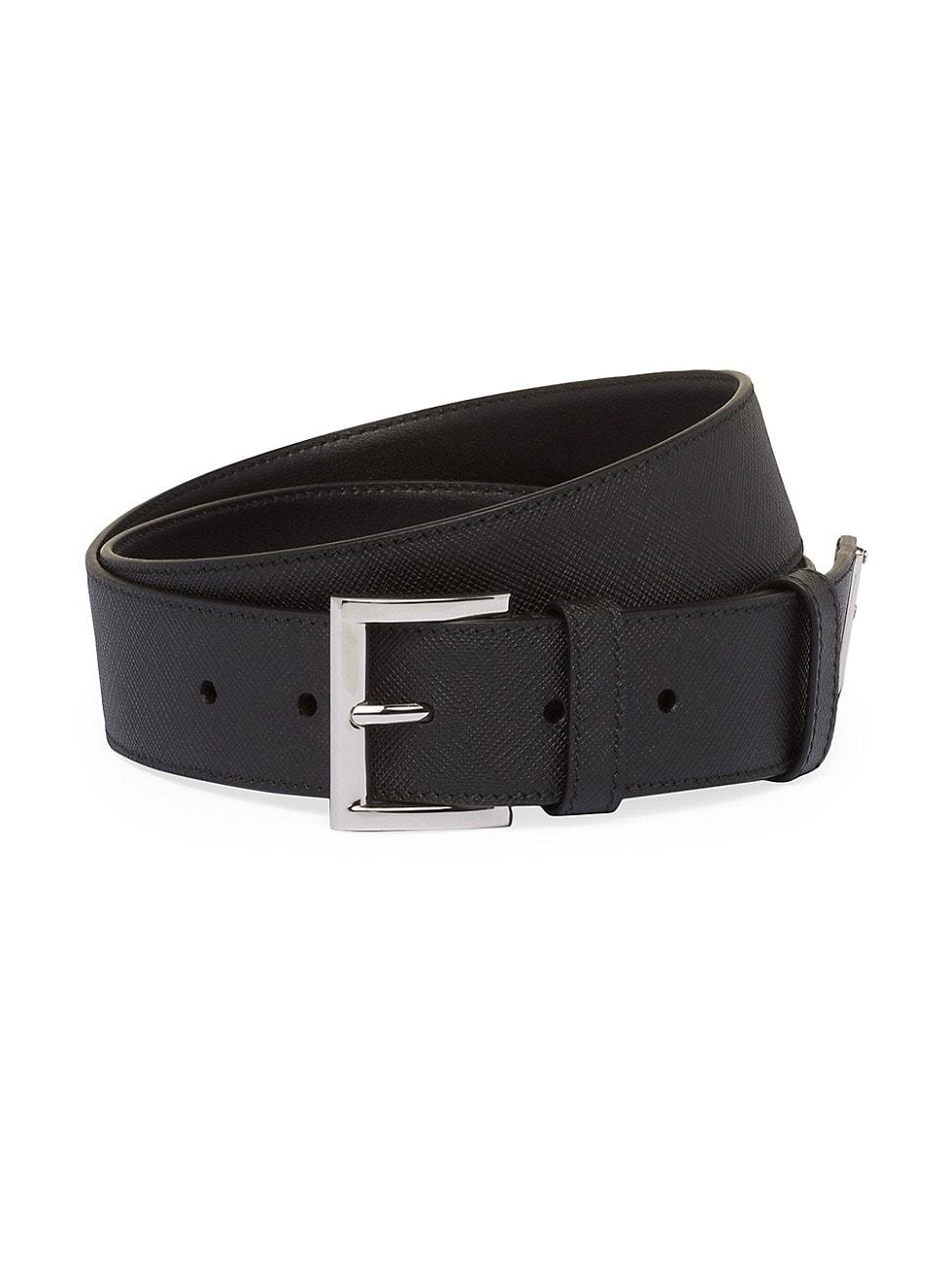 Mens Triangle Logo Saffiano Leather Belt Product Image