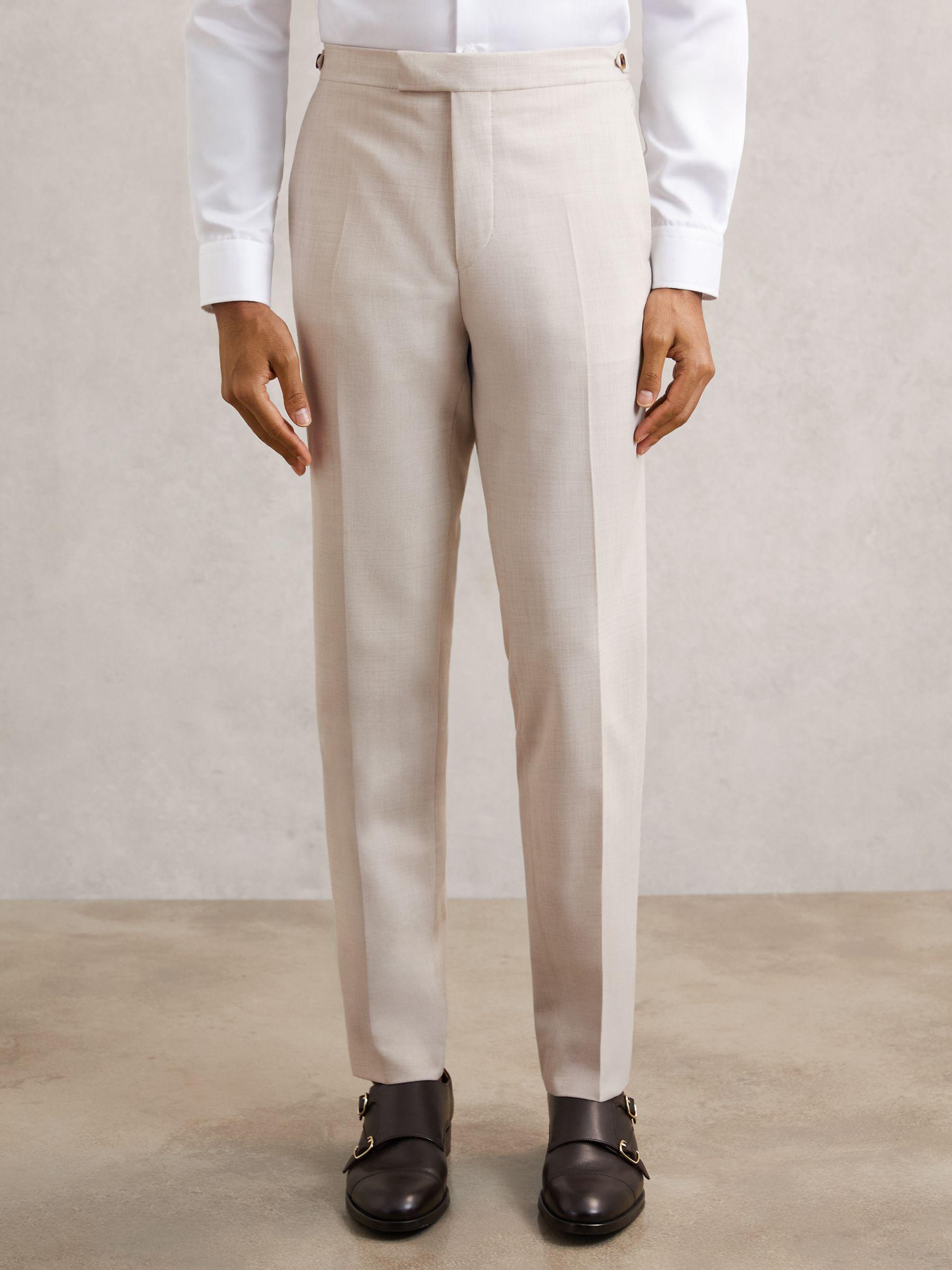 Slim-Fit Textured Suit Trousers With Wool in Stone Product Image