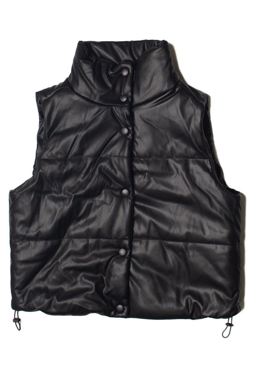 Black Snap Front Puffer Vest Product Image