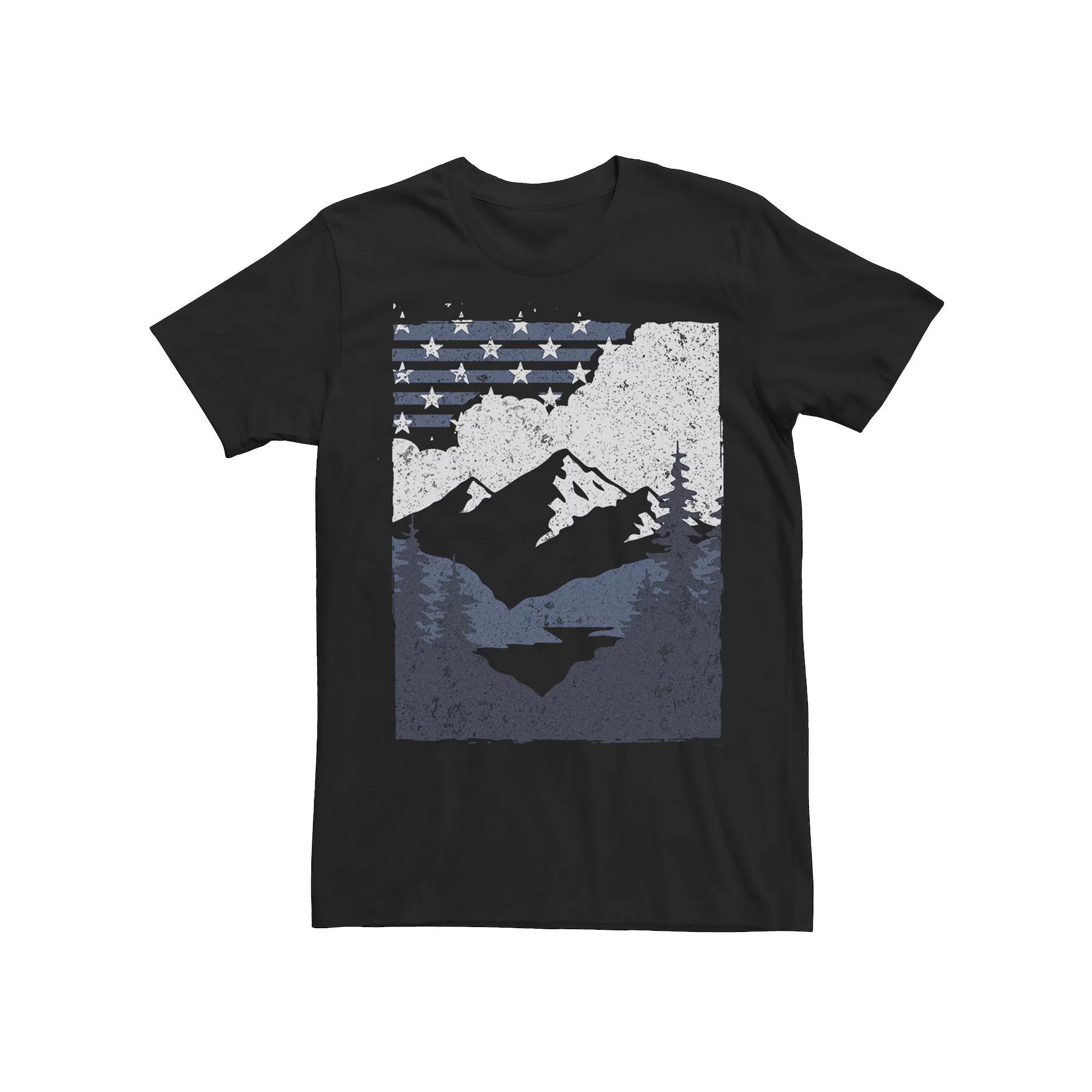 Men's American Flag Mountain Forest Silhouette Scene Tee, Boy's,  Product Image