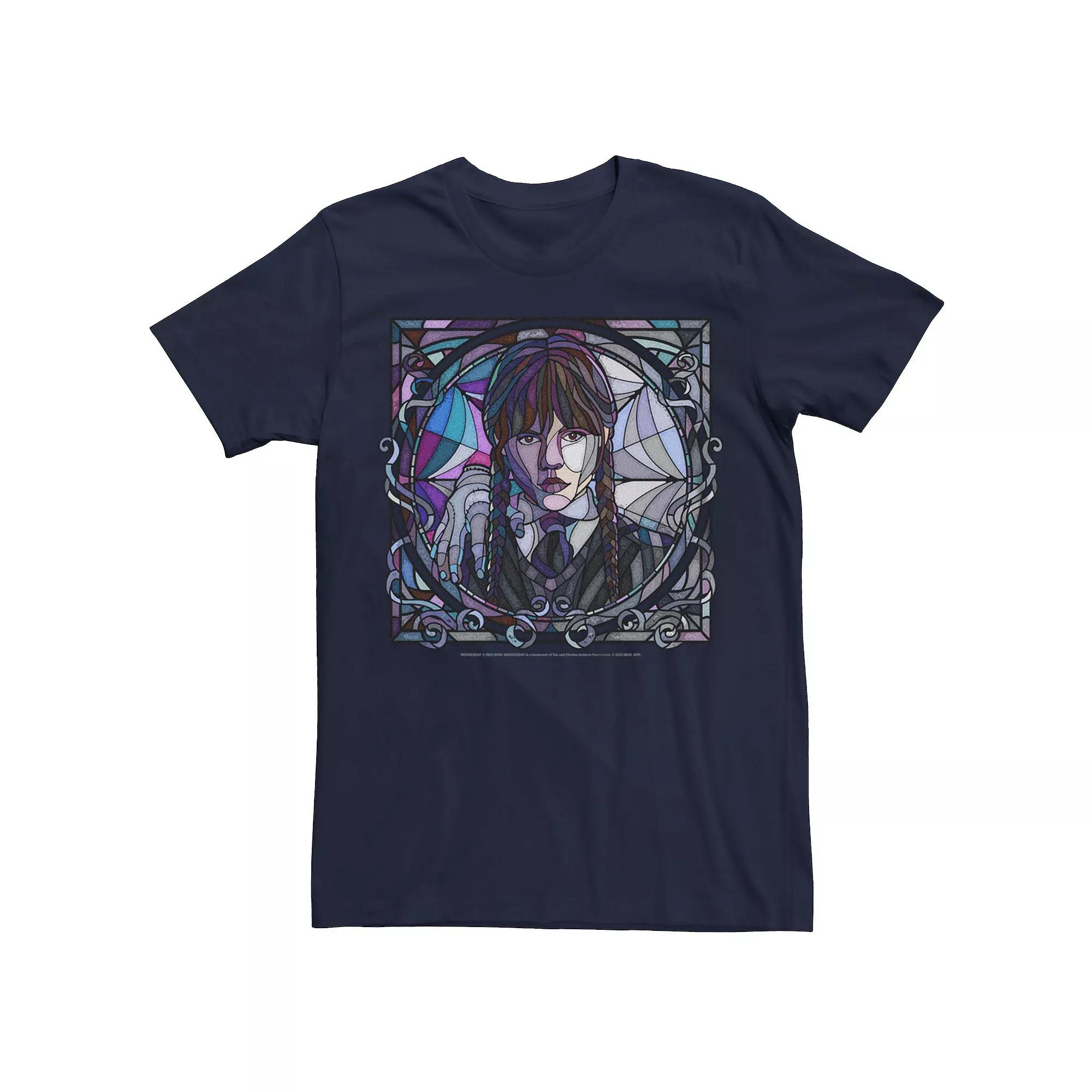 Men's Wednesday Addams Stained Glass Graphic Tee,  Product Image
