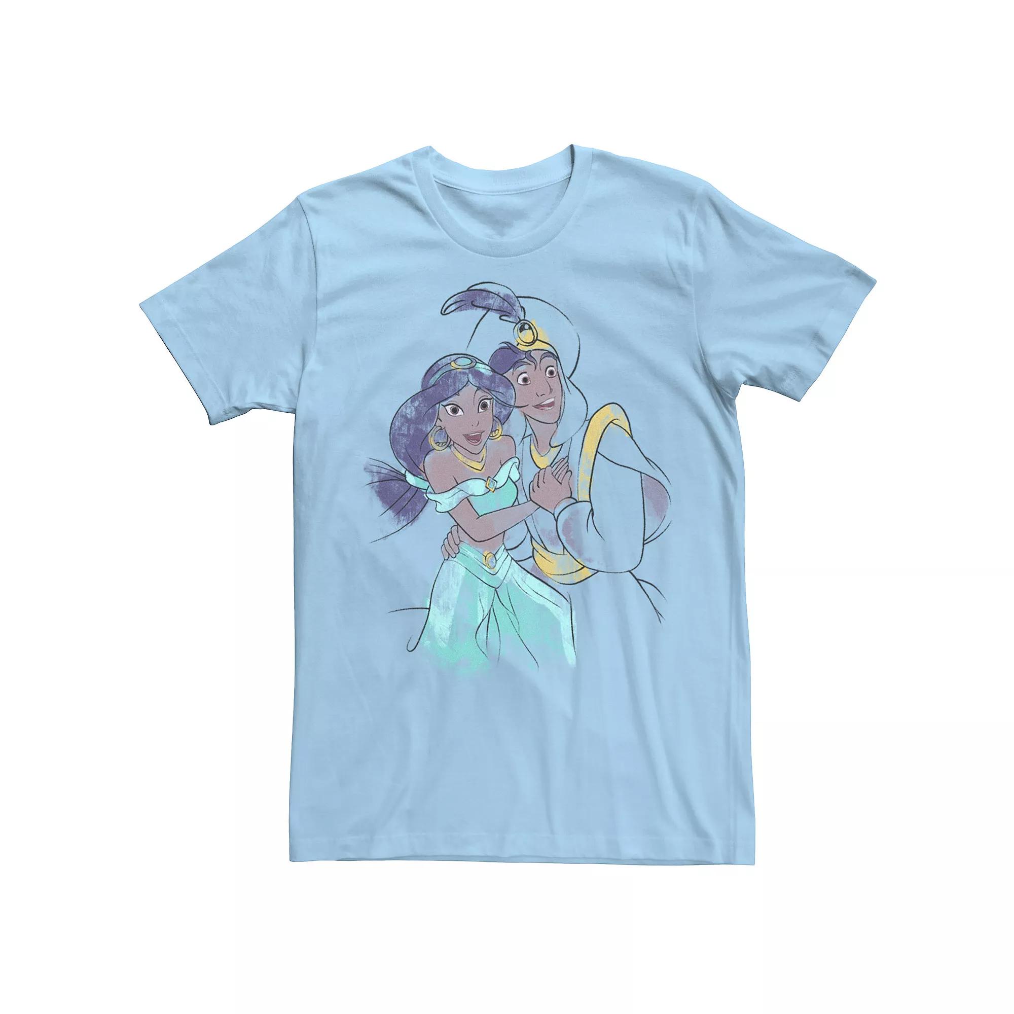 Disney's Aladdin & Jasmine Watercolor Portrait Men's Tee,  Product Image