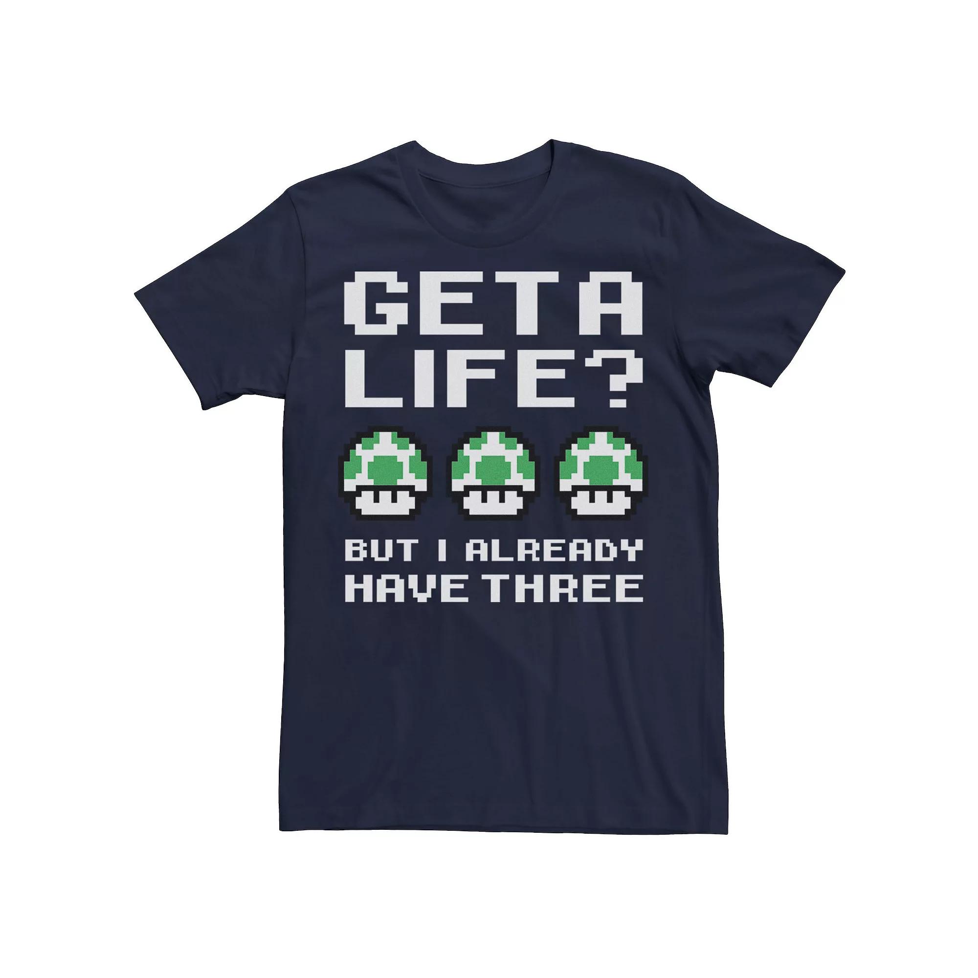 Men's Nintendo Super Mario 1UP Get A Life But I Already Have Three Tee,  Product Image