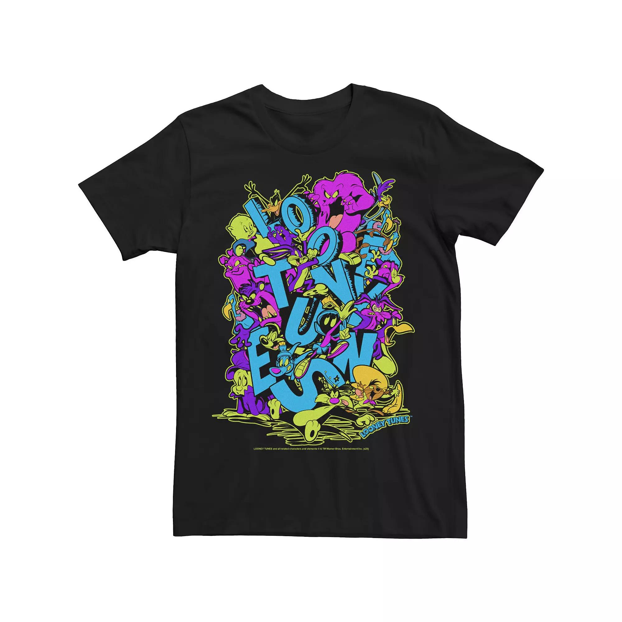 Men's Looney Tunes Neon Group Shot Stack Tee,  Product Image