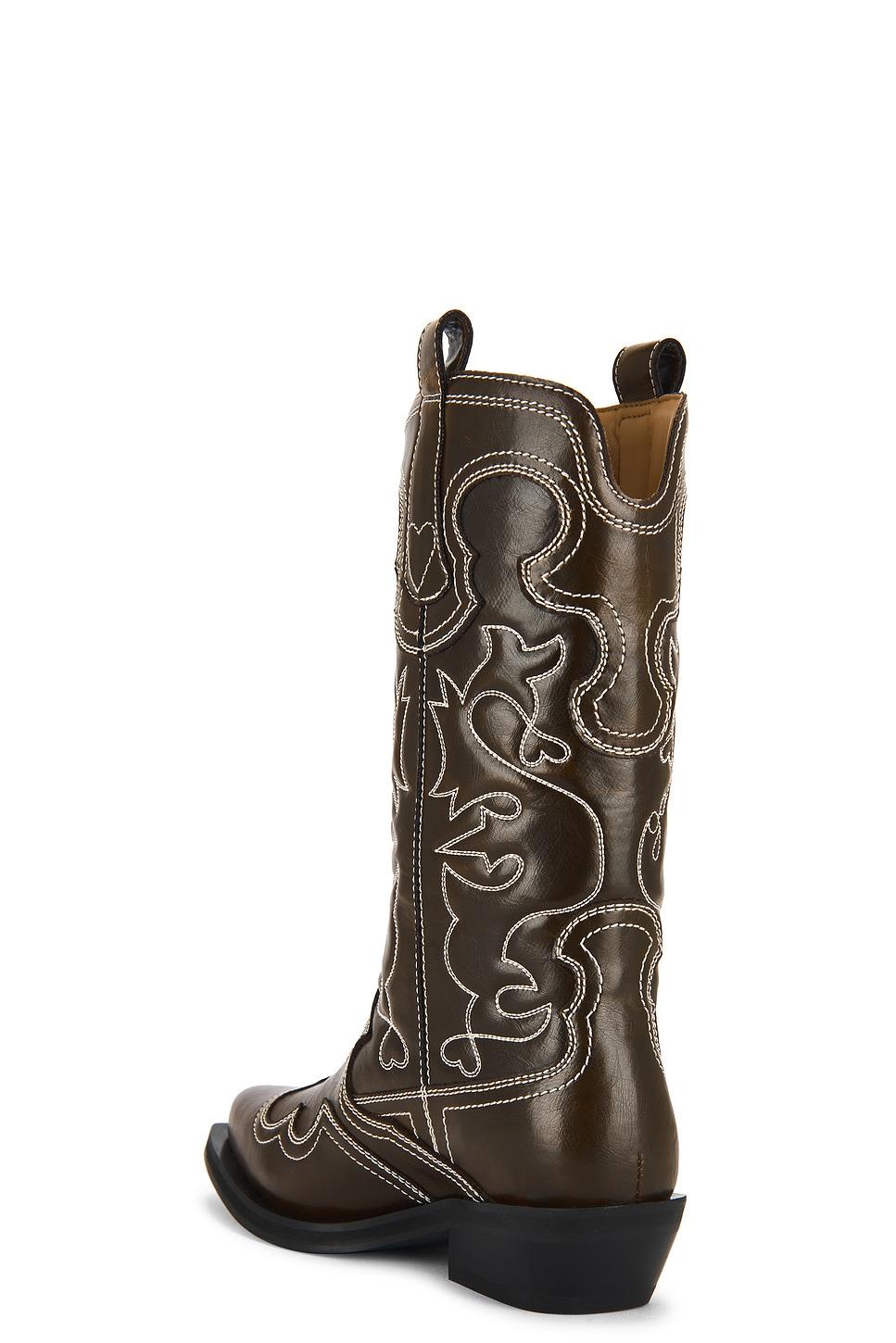 Mid Shaft Embroidered Western Boot Ganni Product Image