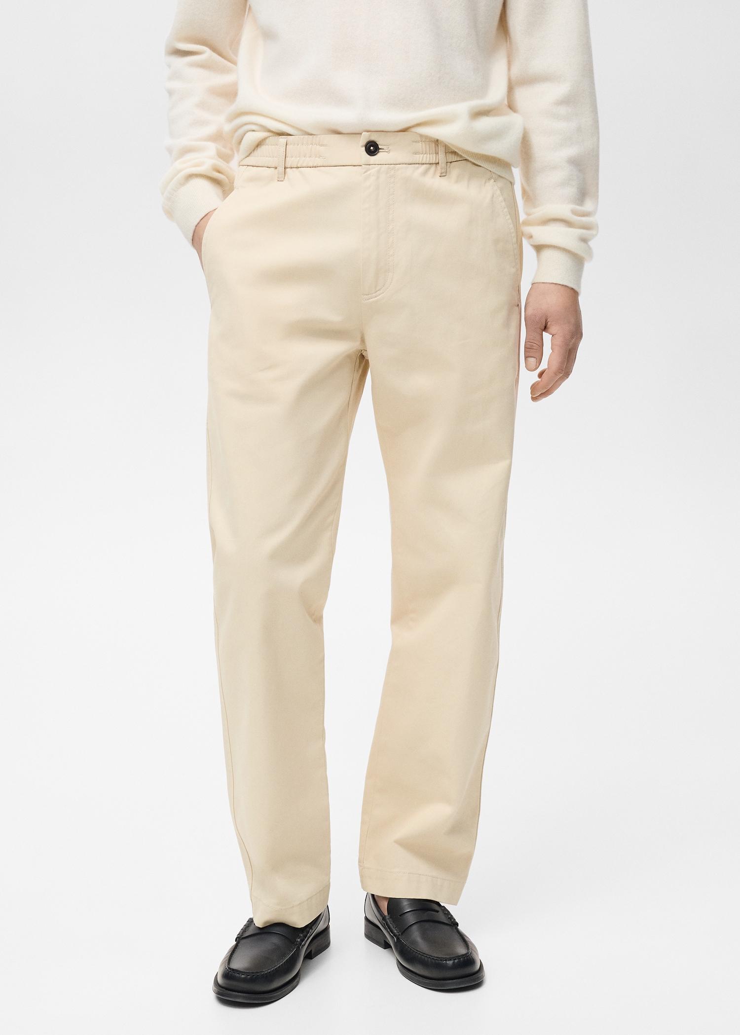 Regular-fit cotton pants with drawstring - Men | MANGO USA Product Image
