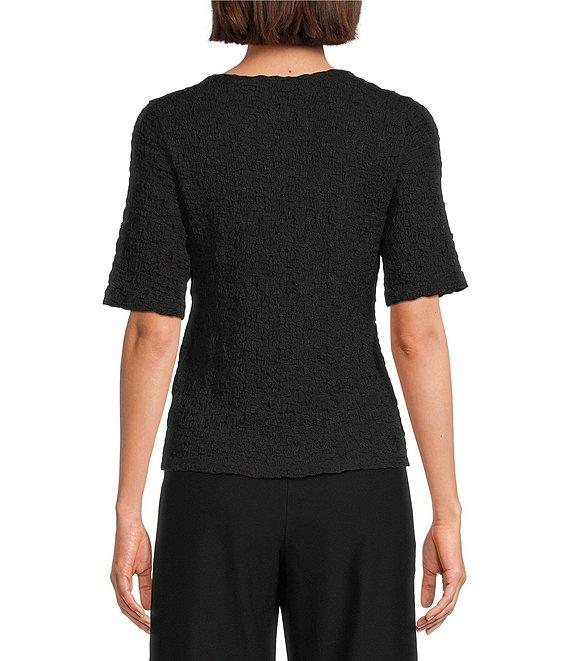 Eileen Fisher Organic Cotton Blend Bubble Jacquard Round Neck Short Sleeve Top Product Image