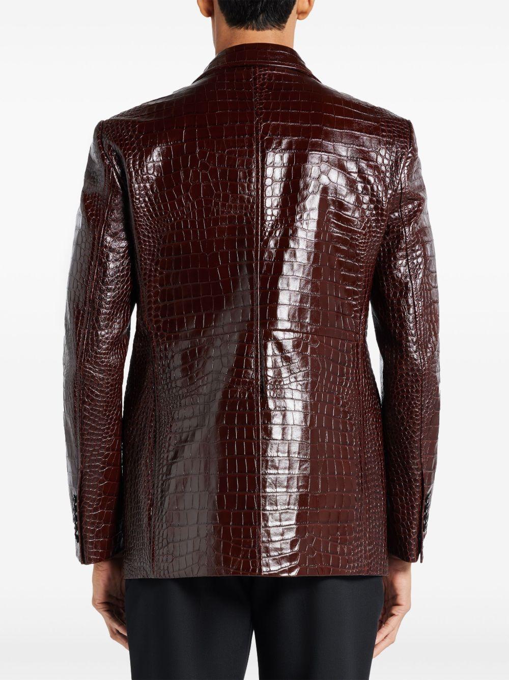 crocodile-embossed leather blazer Product Image