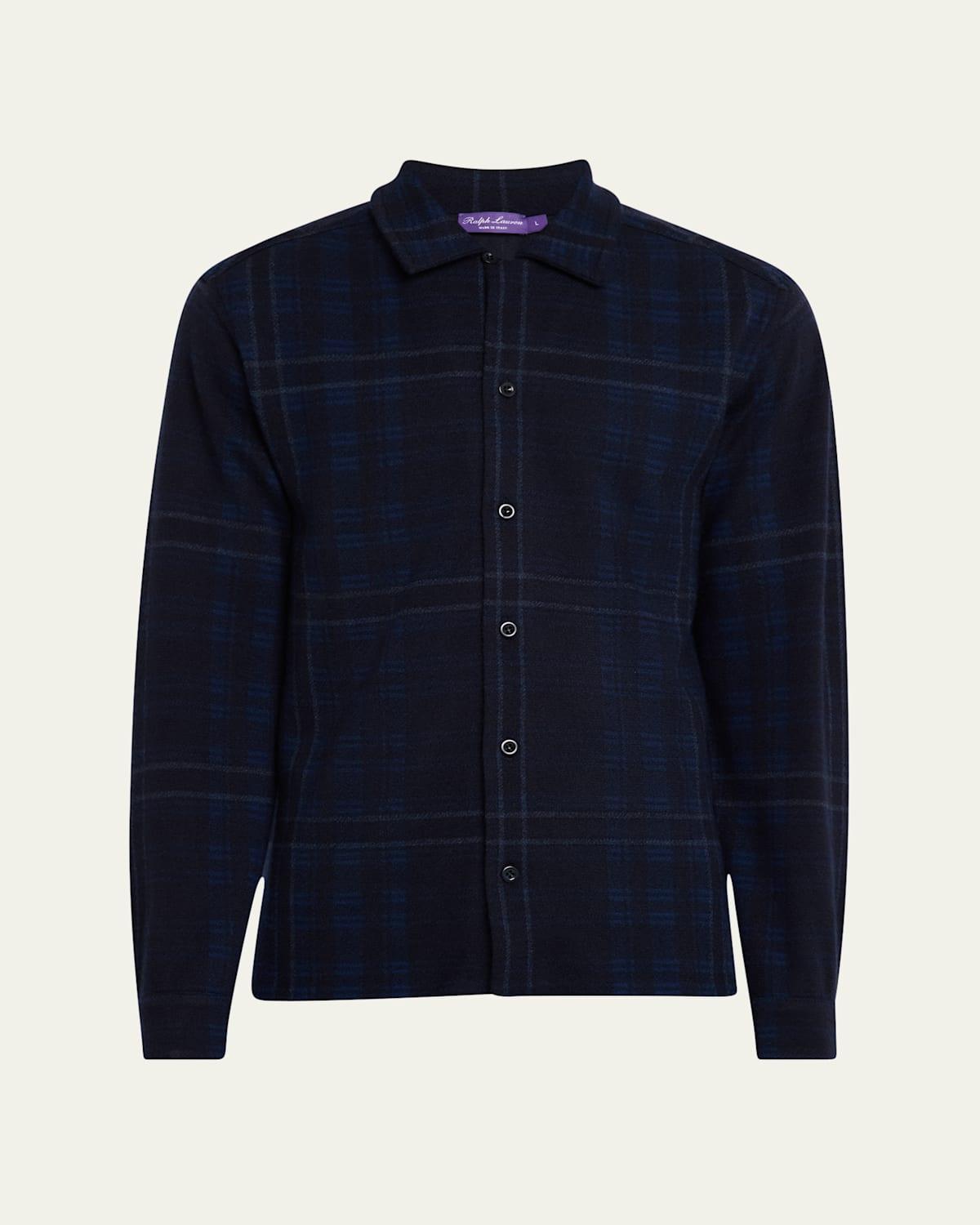 Mens Plaid Cashmere Shirt Sweater Product Image