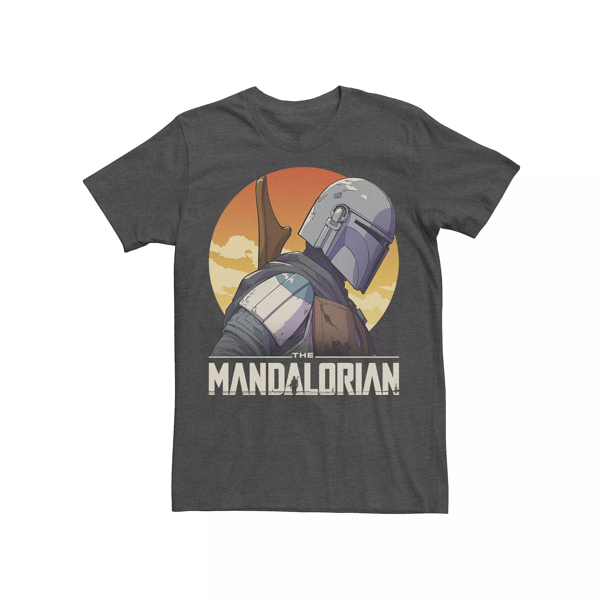 Men's Star Wars The Mandalorian Sunset Profile Portrait Logo Tee,  Product Image