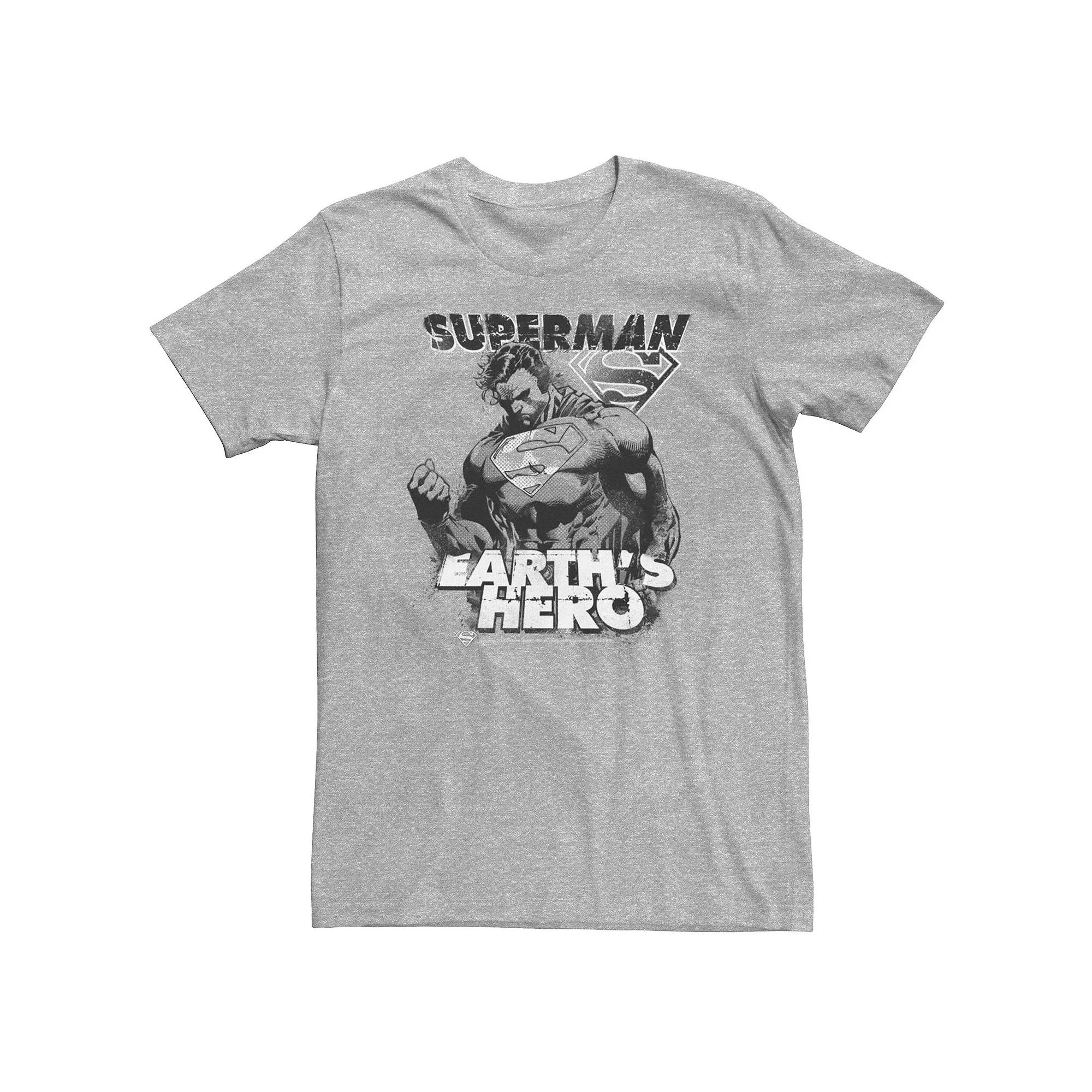 Big & Tall DC Comics Superman Earth's Hero Sketched Poster Tee, Men's, Size: 3XL Tall, Athletic Grey Product Image