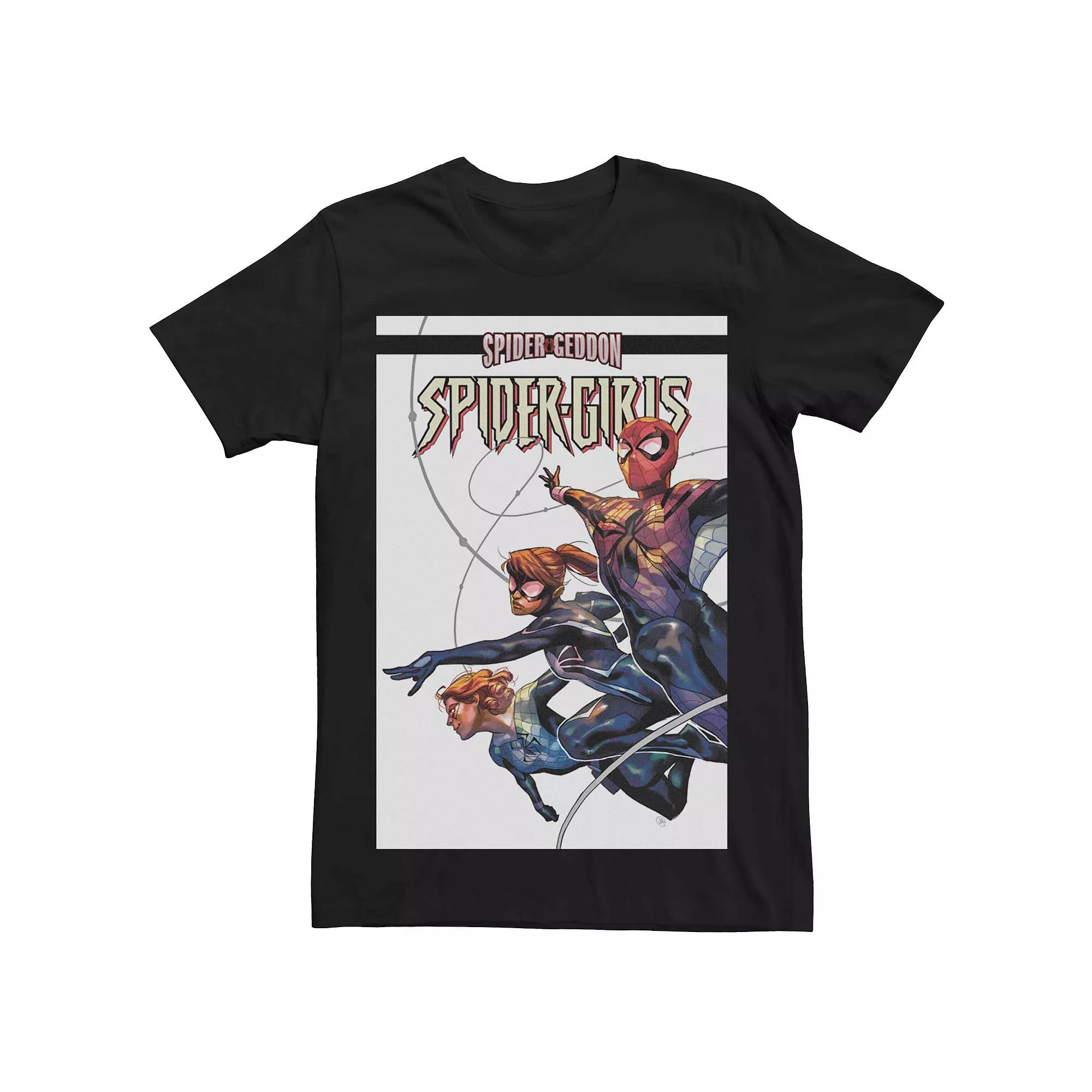 Men's Marvel's Spider-Geddon Spider-Girls #1 Comic Cover Tee, Size: Large, Black Product Image