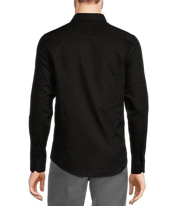 Murano Slim Fit Tonal Wave Pattern Long Sleeve Woven Shirt Product Image