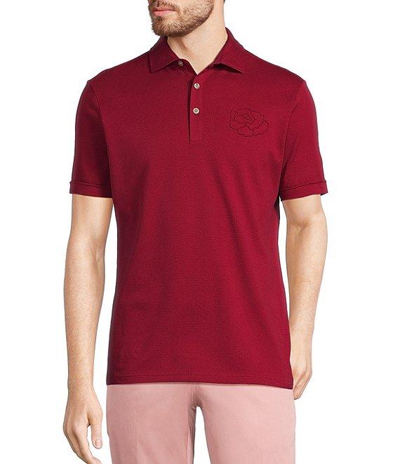 Murano From The Garden Collection Debossed Floral Print Short Sleeve Polo Shirt Product Image