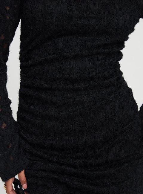 Que Sera Long Sleeve Mini Dress Black Product Image