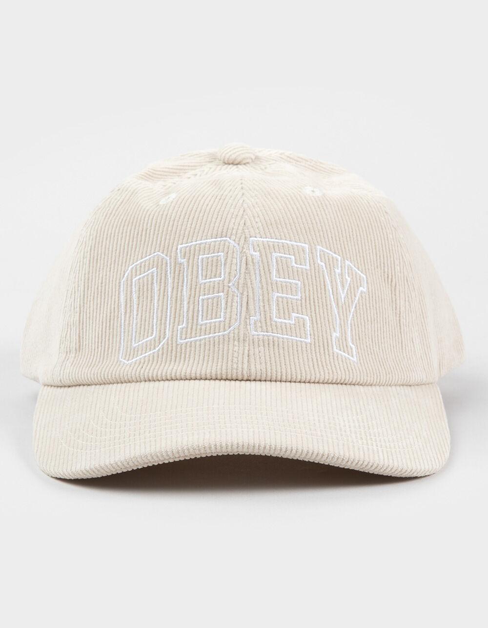 OBEY University 6 Panel Corduroy Strapback Hat - BLACK Product Image
