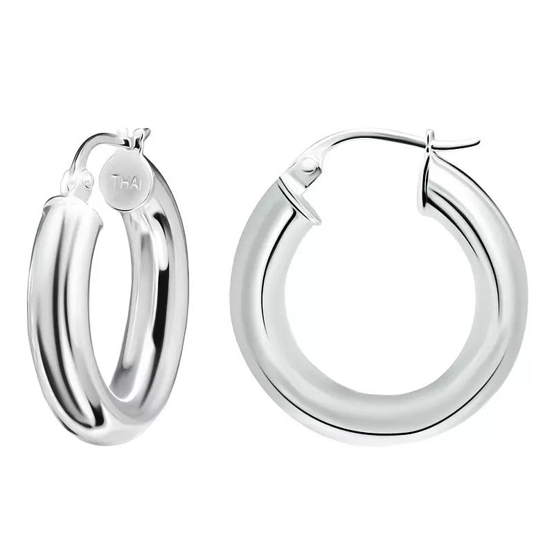 Aleure Precioso Sterling Silver Tube Hoop Earrings, Women's, Size: 20 mm Product Image