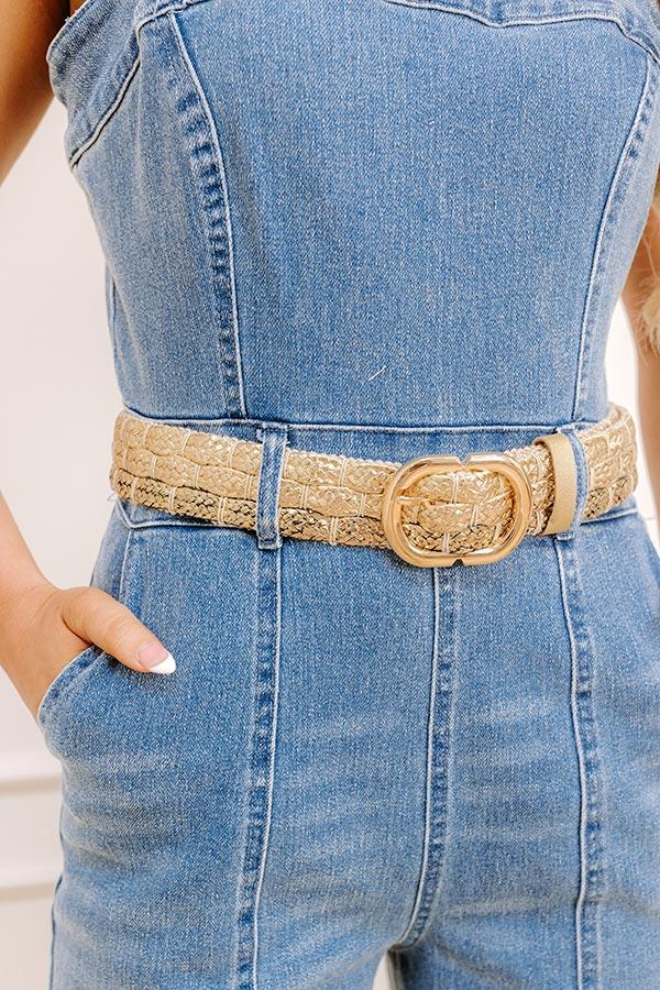 Coastal Cutie Raffia Woven Belt in Gold Product Image