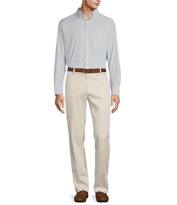 Roundtree & Yorke Performance The Traveler Long Sleeve Diamond Print Twill Sport Shirt Product Image