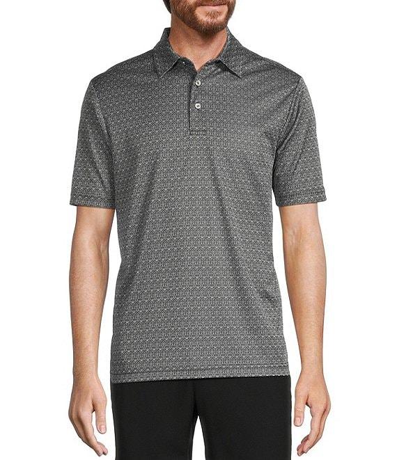 Roundtree & Yorke Big & Tall Performance Short Sleeve Geo Jacquard Polo Shirt Product Image