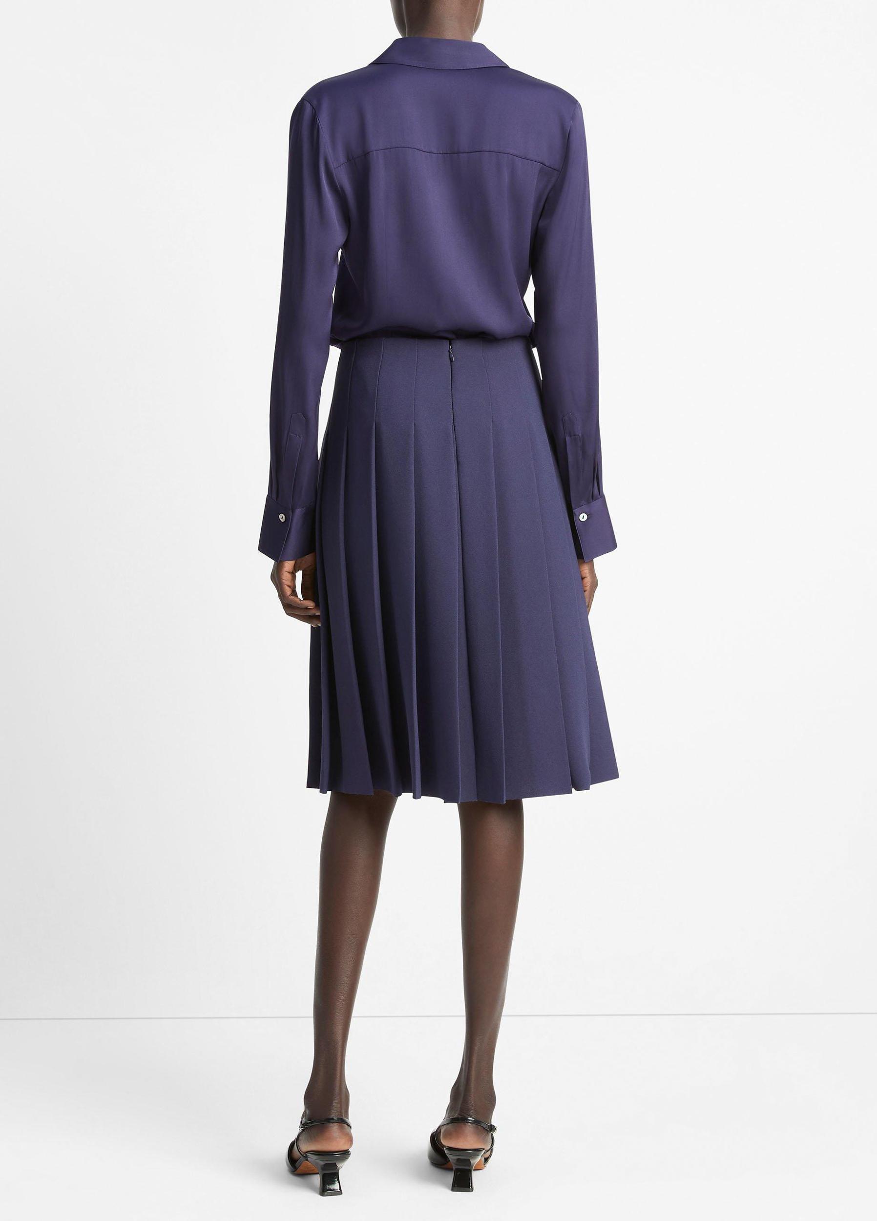 Pleated Crepe Knee Skirt Product Image