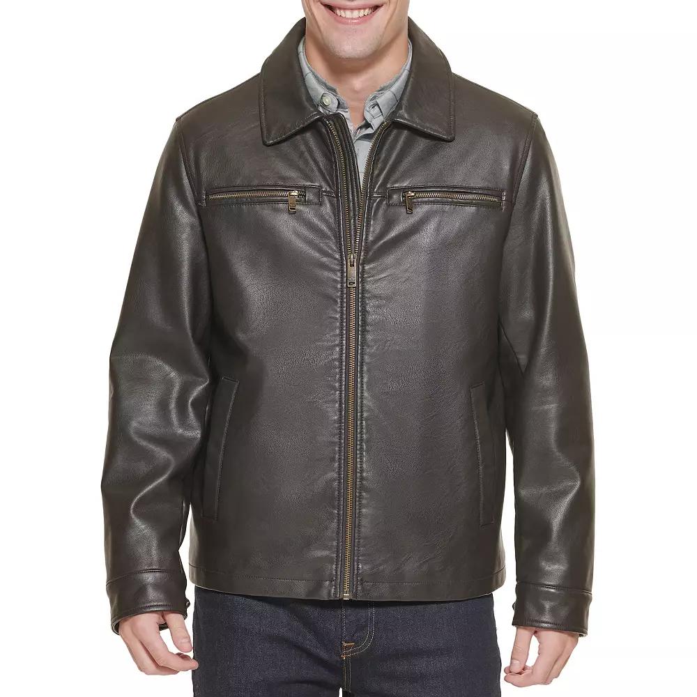 Men's Dockers Faux Leather Jacket, Size: Medium, Dark Brown Product Image