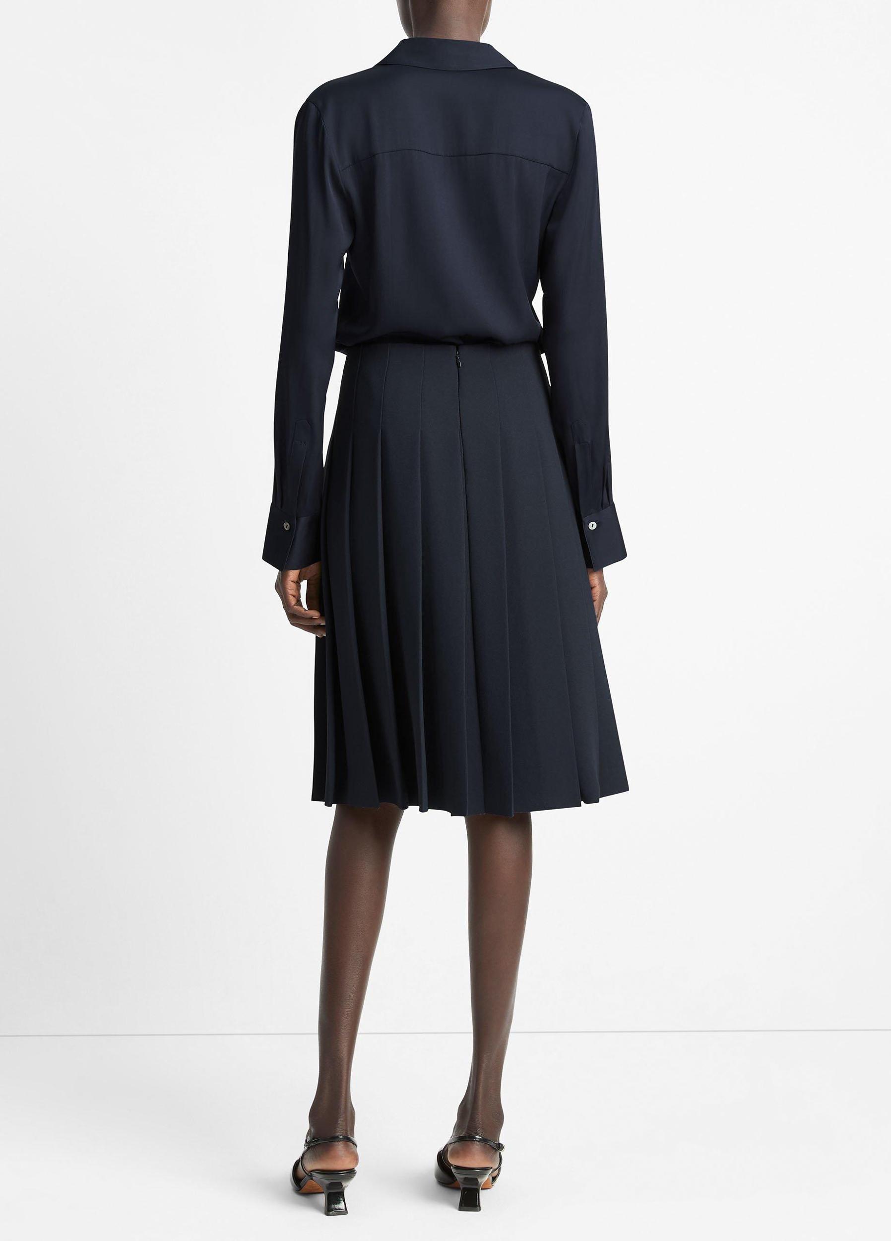 Pleated Crepe Knee Skirt Product Image