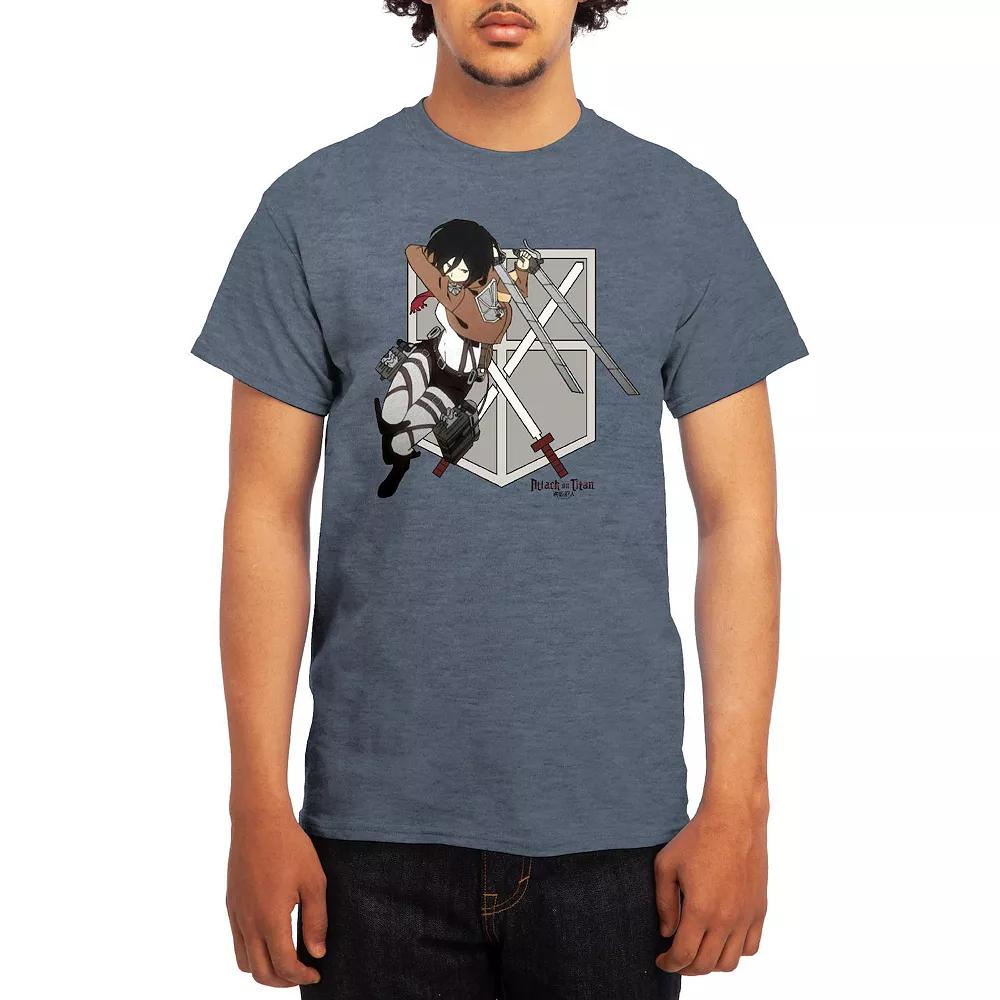 Men's Attack on Titan Mikasa Flying Emblem Tee, Boy's, Size: XXL, Grey Light Blue Product Image
