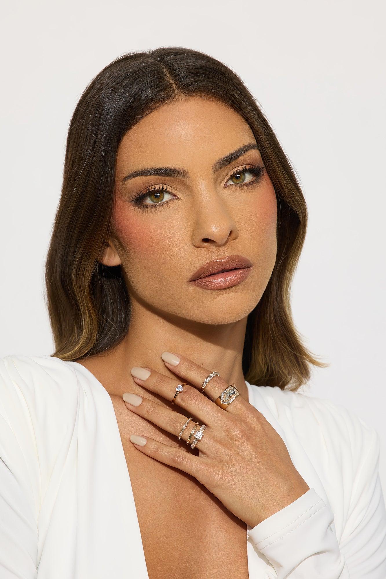 Many More 6 Piece Rhinestone Ring Set - Gold Female Product Image