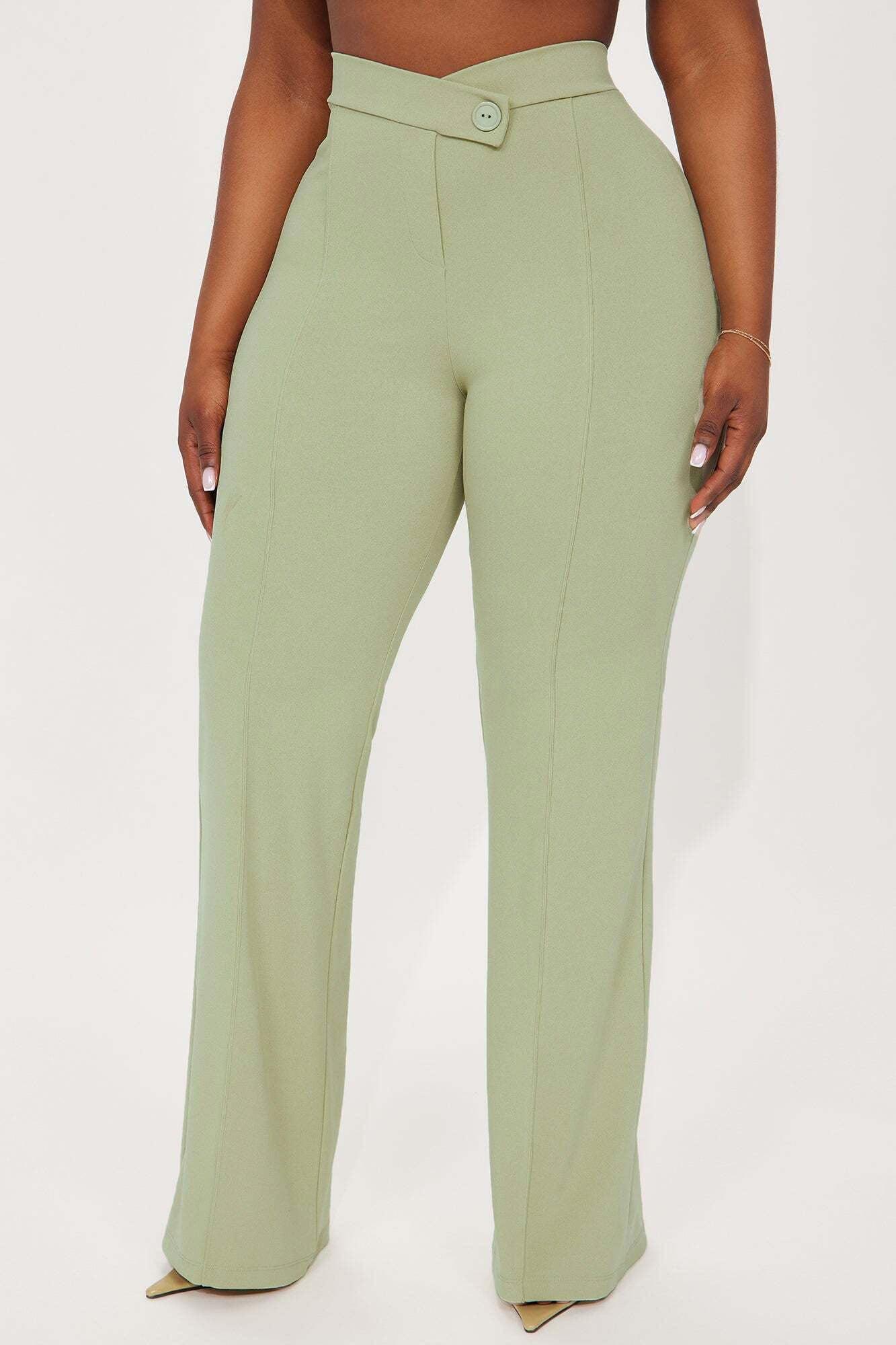 Call It Even Wide Leg Dress Pants - Sage Product Image