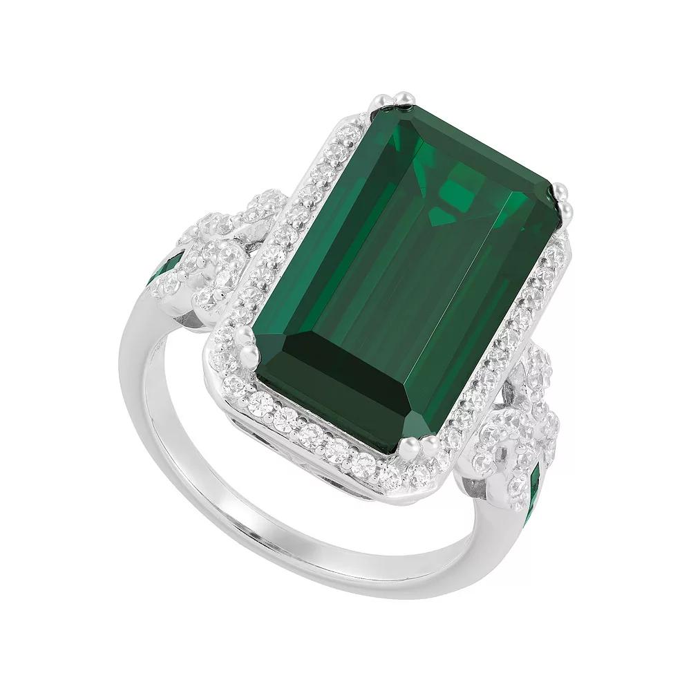 Sterling Silver Emerald Cut Cubic Zirconia Ring, Women's,  Product Image