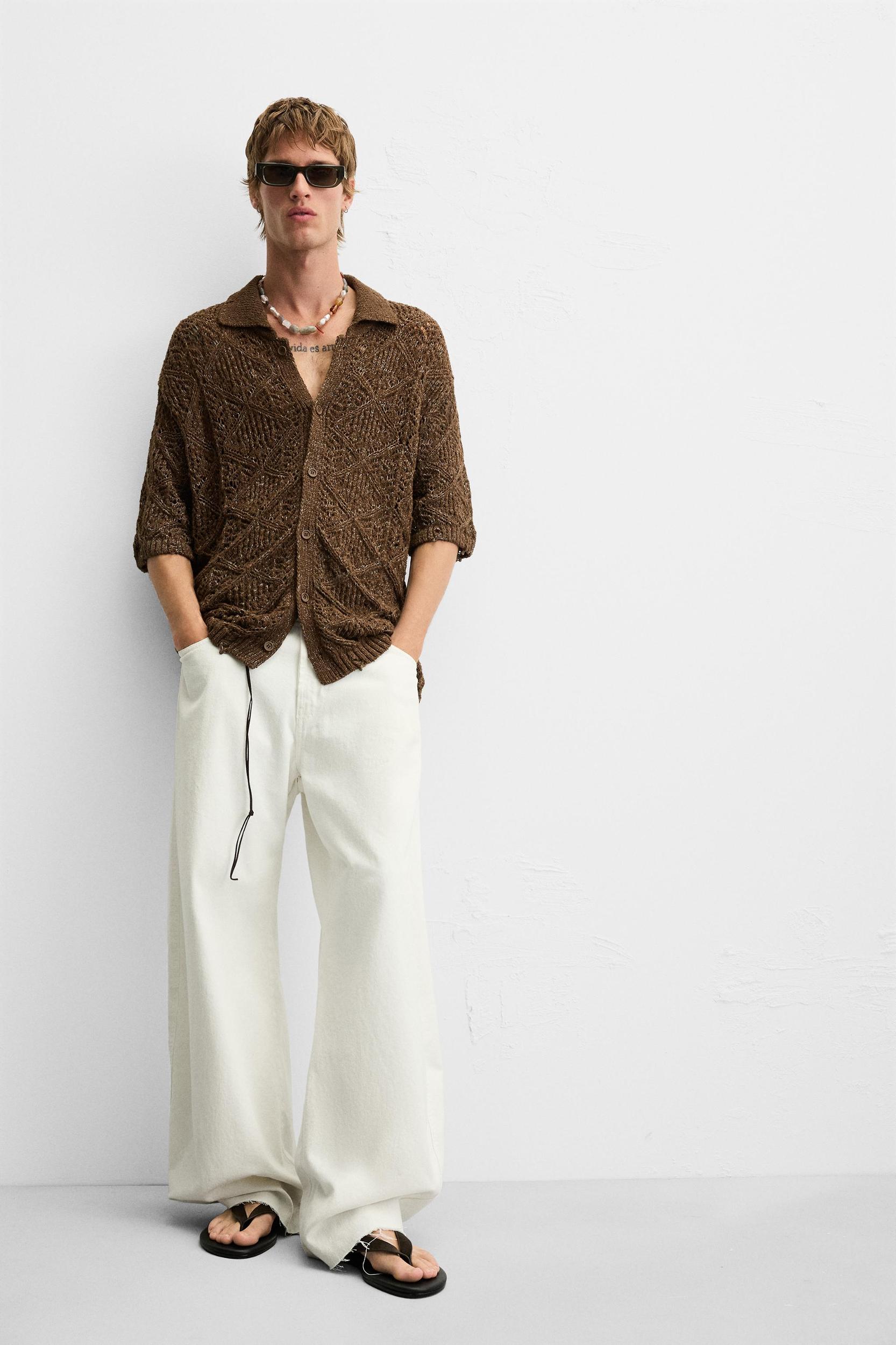 TEXTURED KNIT DISTRESSED SHIRT Product Image