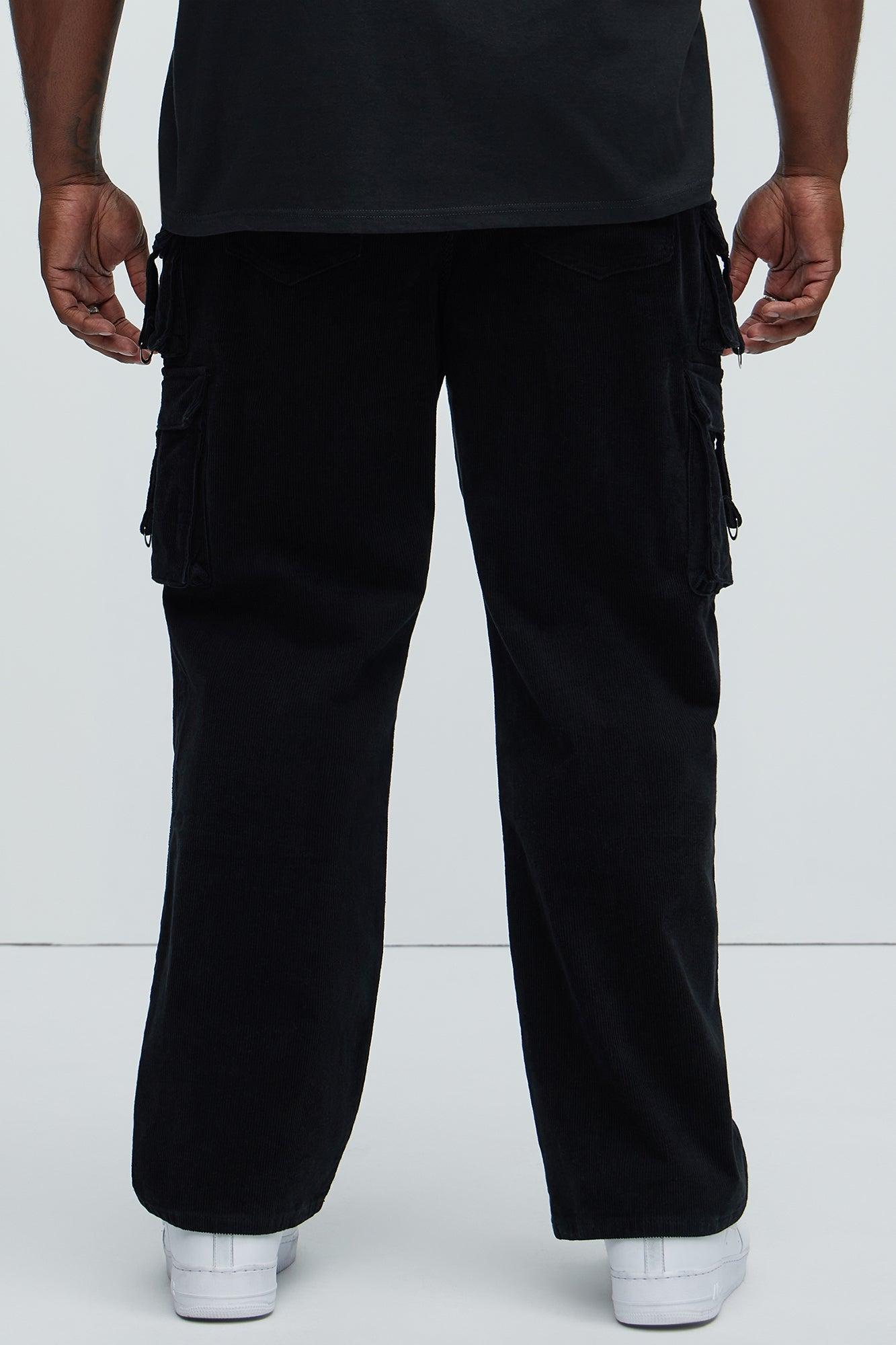 With Me Straight Corduroy Cargo Pants - Black Product Image