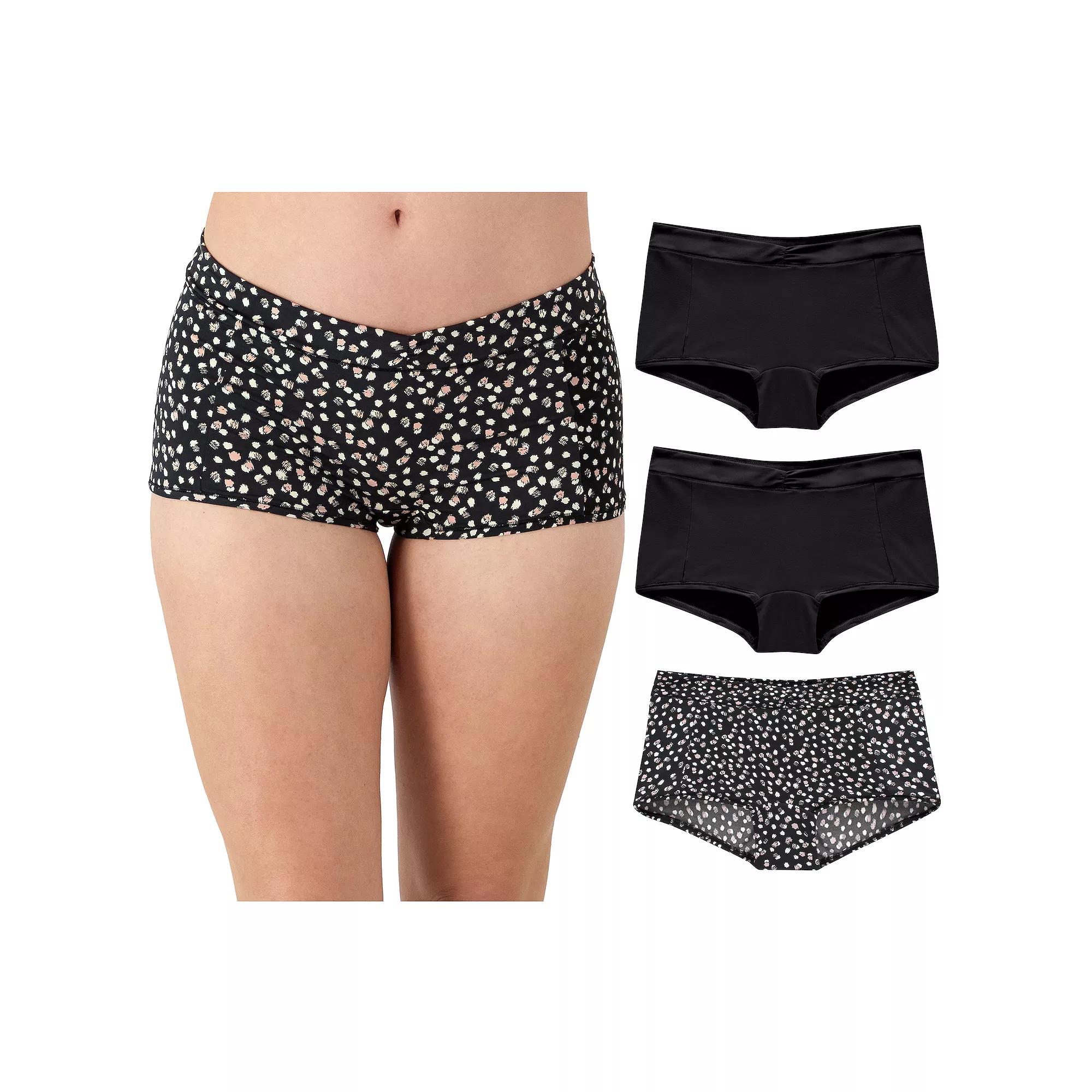 Maidenform 3-Pack Everyday Luxe Boyshort Underwear DM3TBS, Women's, Size: Large, Brown Eve Blush Product Image