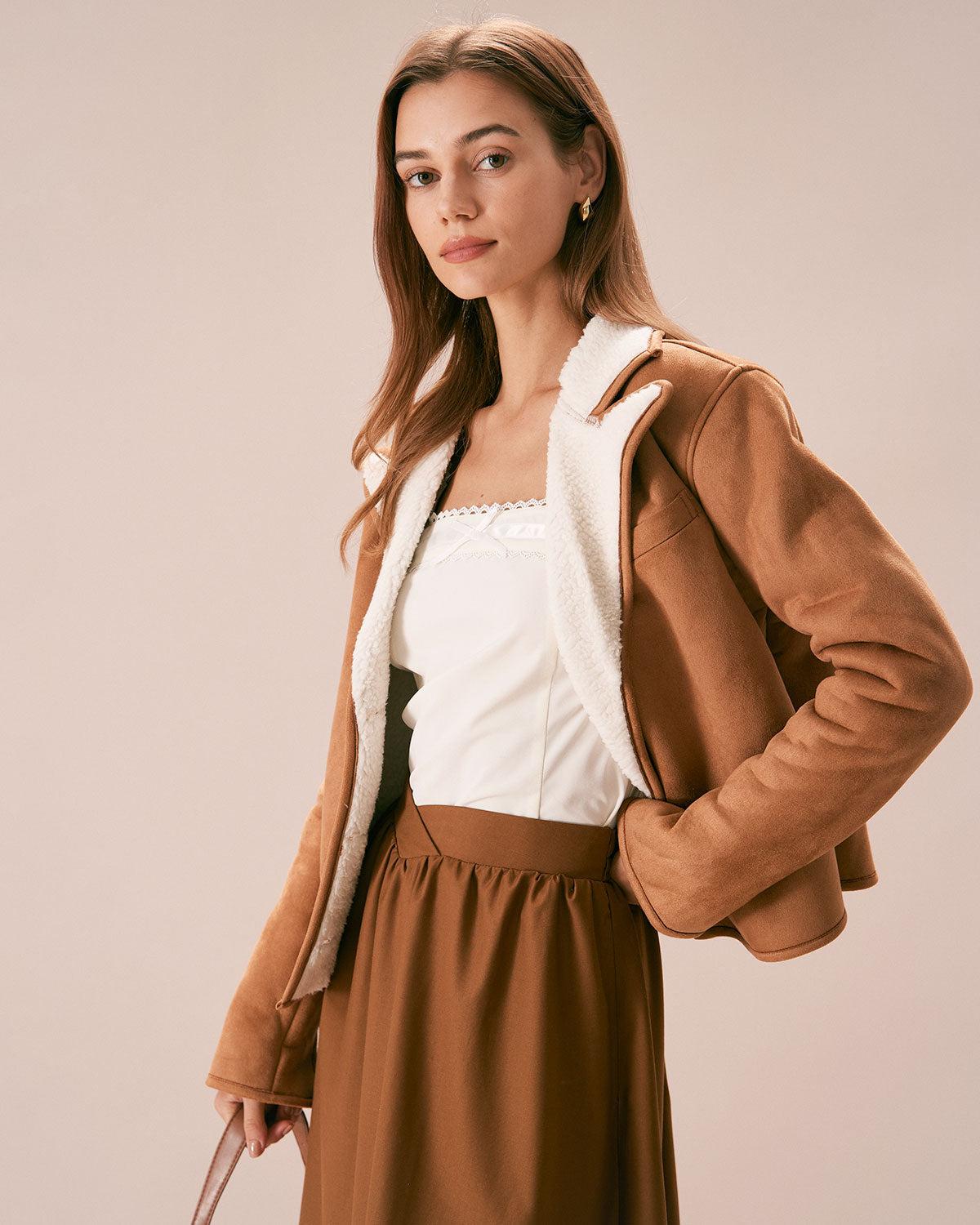 The Brown Lapel Single Breasted Suede Jacket Product Image