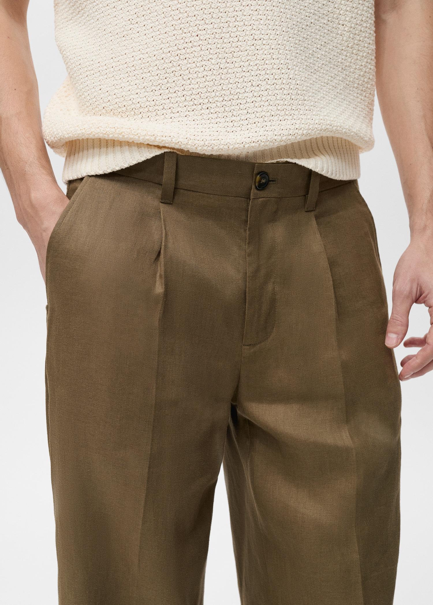 100% linen pleated pants - Men | MANGO USA Product Image