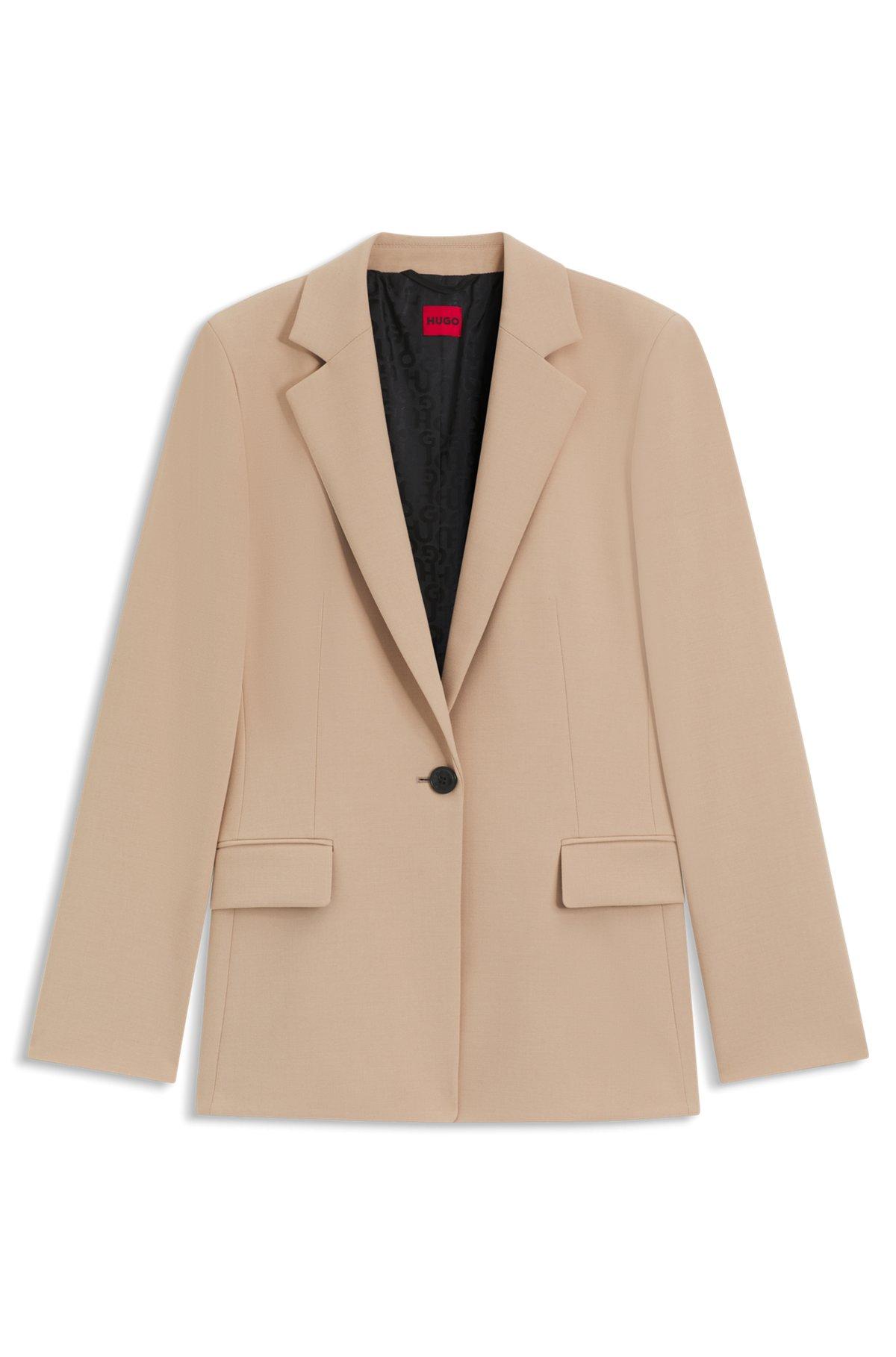 HUGO - Regular-fit blazer in pinstripe stretch fabric - Light Brown Product Image