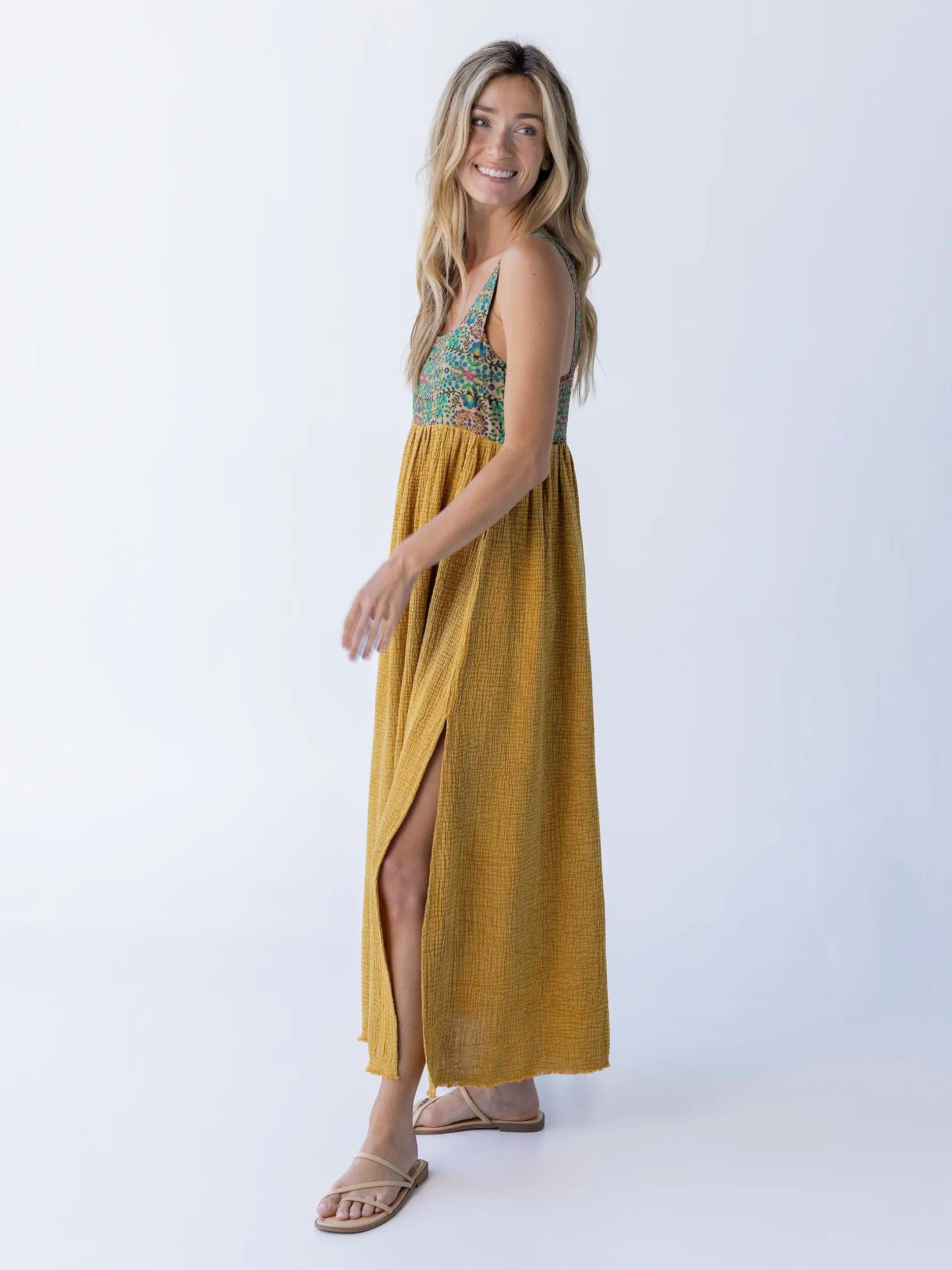 Tricia Maxi Dress - Mustard Gauze Product Image