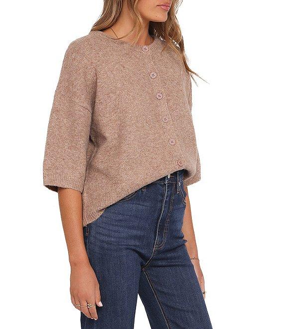 Petal & Pup Lilith Round Neckline Elbow Sleeve Button Front Cardigan Product Image