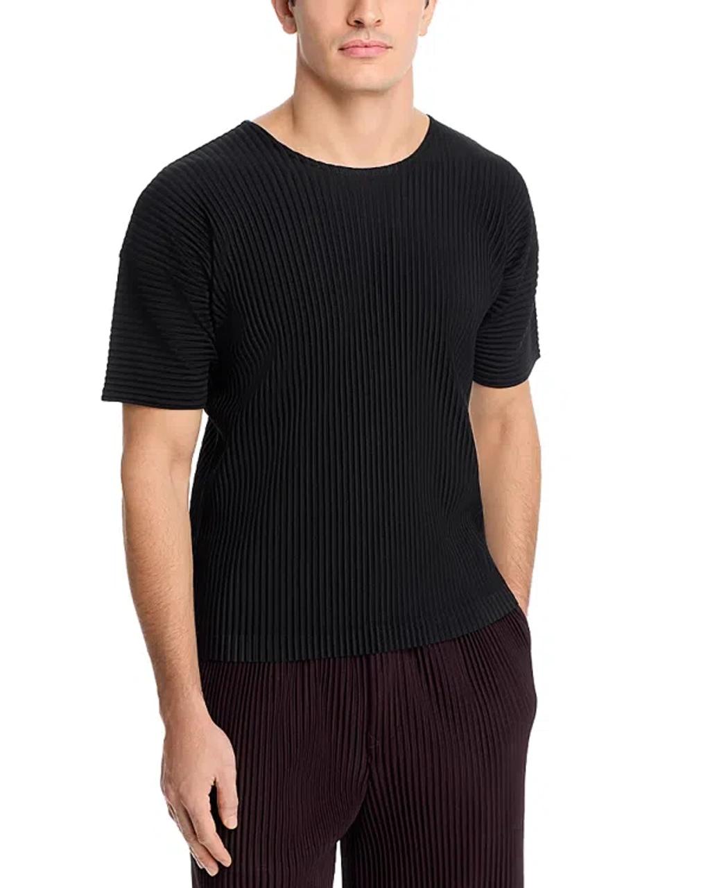 ISSEY MIYAKE Ribbed Crew Neck Short Sleeve T-shirt In Black Product Image