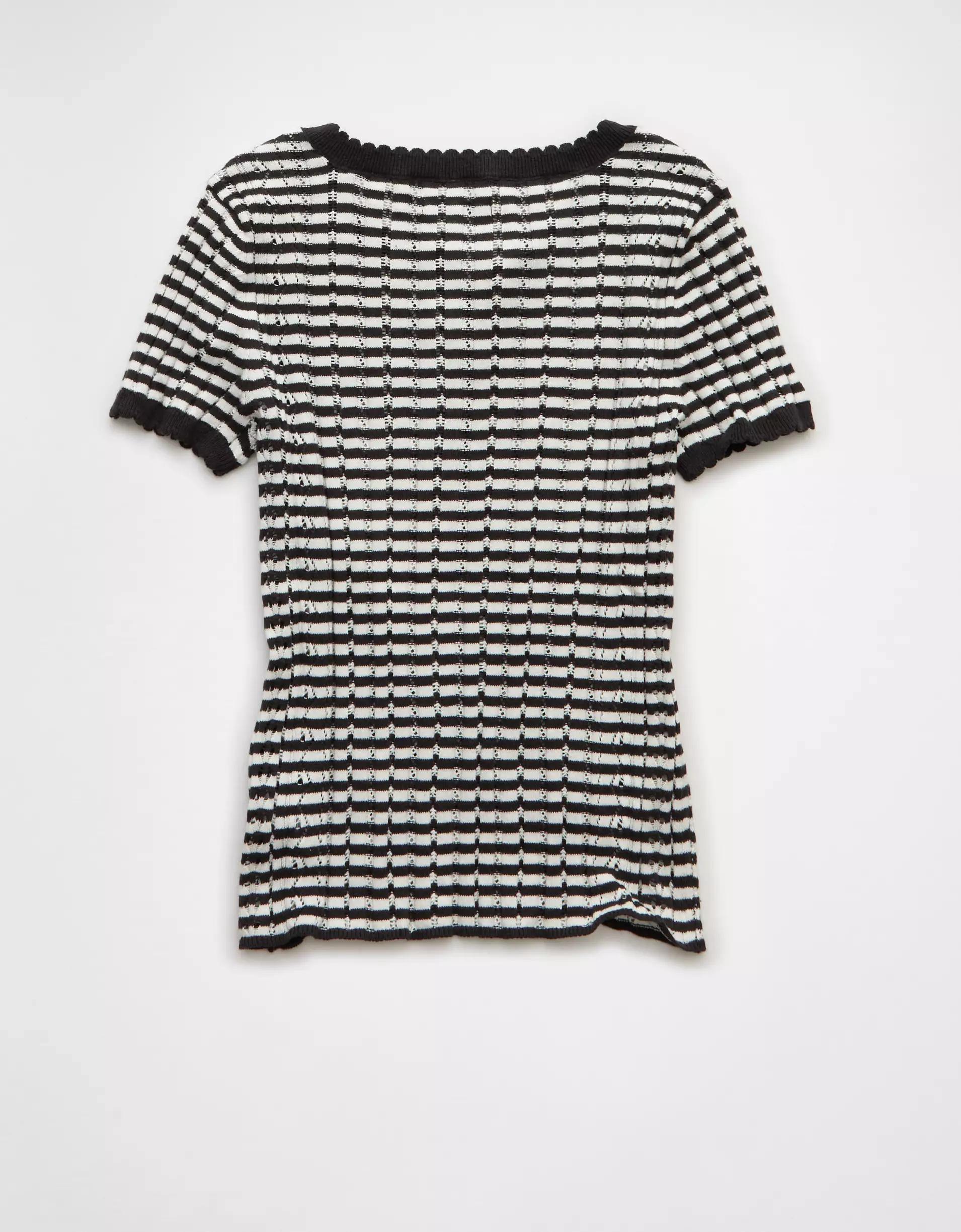 AE Henley Pointelle Sweater T-Shirt Product Image