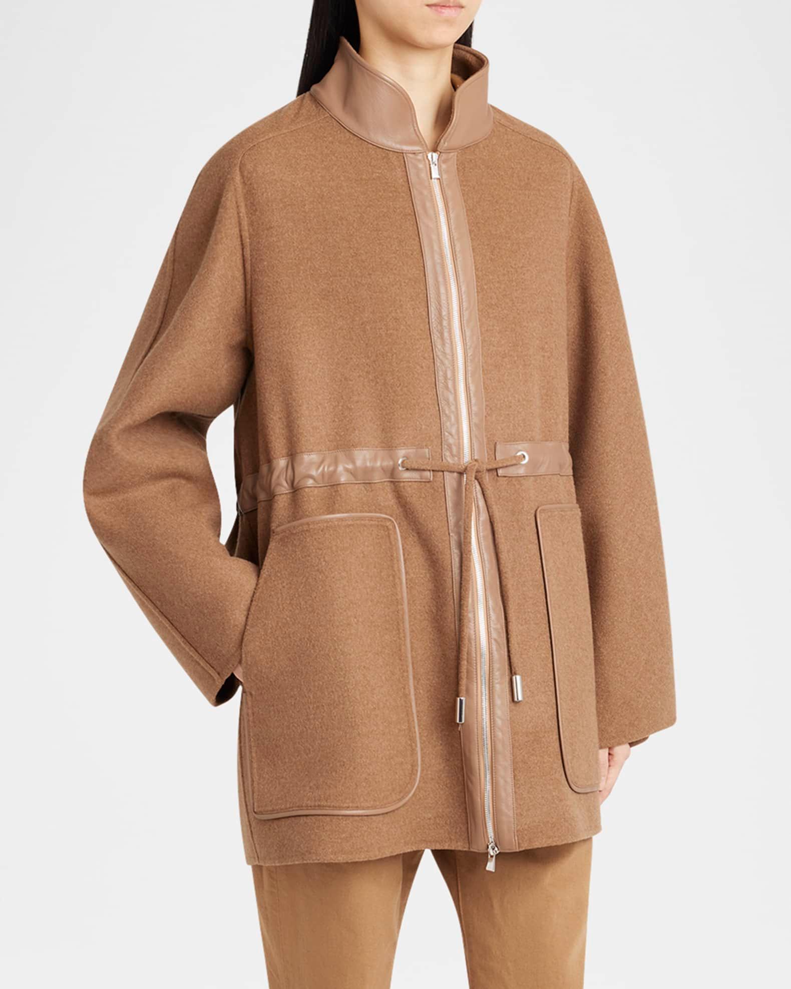 Drawstring Wool Parka Jacket Product Image